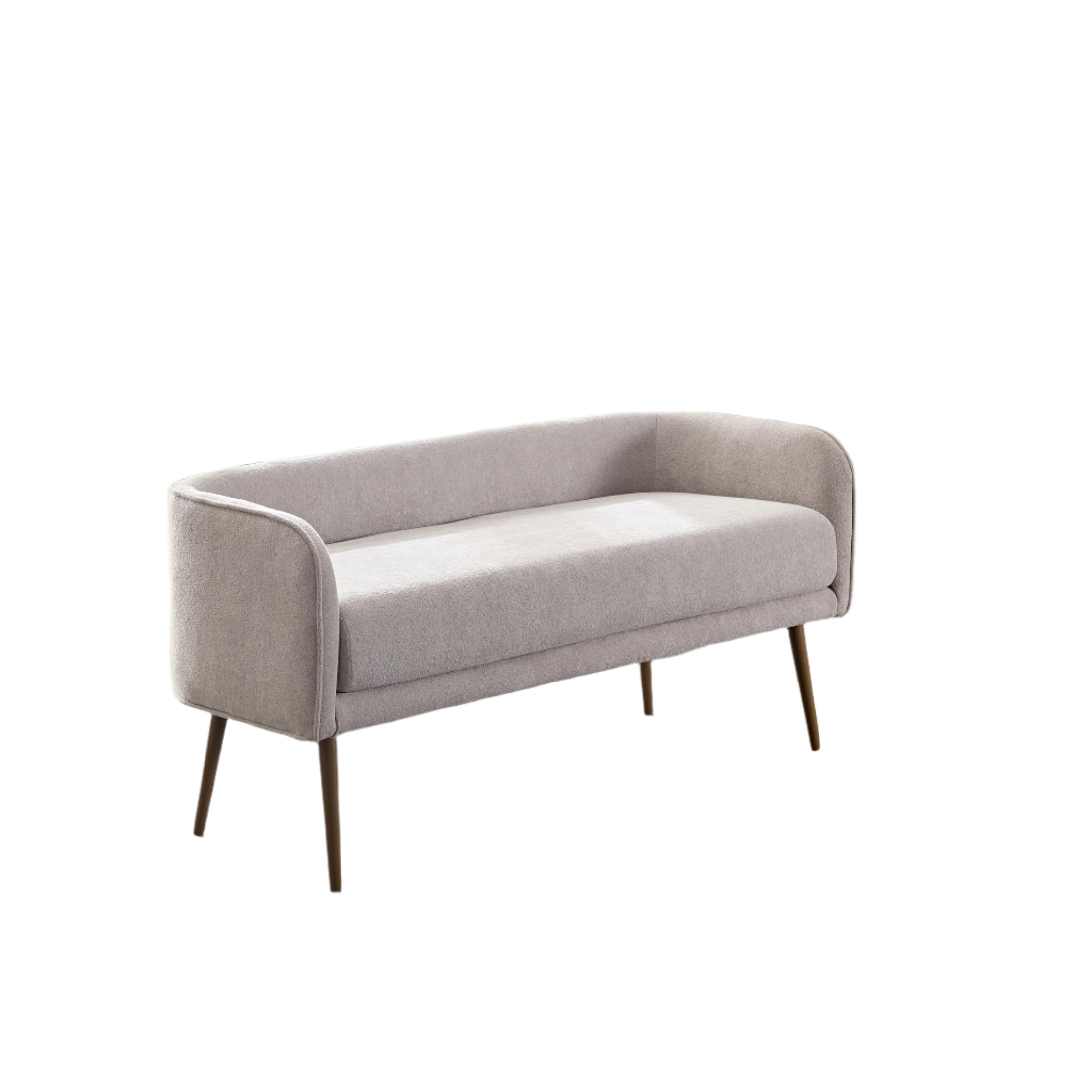 Bedroom Bench with Low Back, Inside Metal Frame, Extra Seat for Living Room