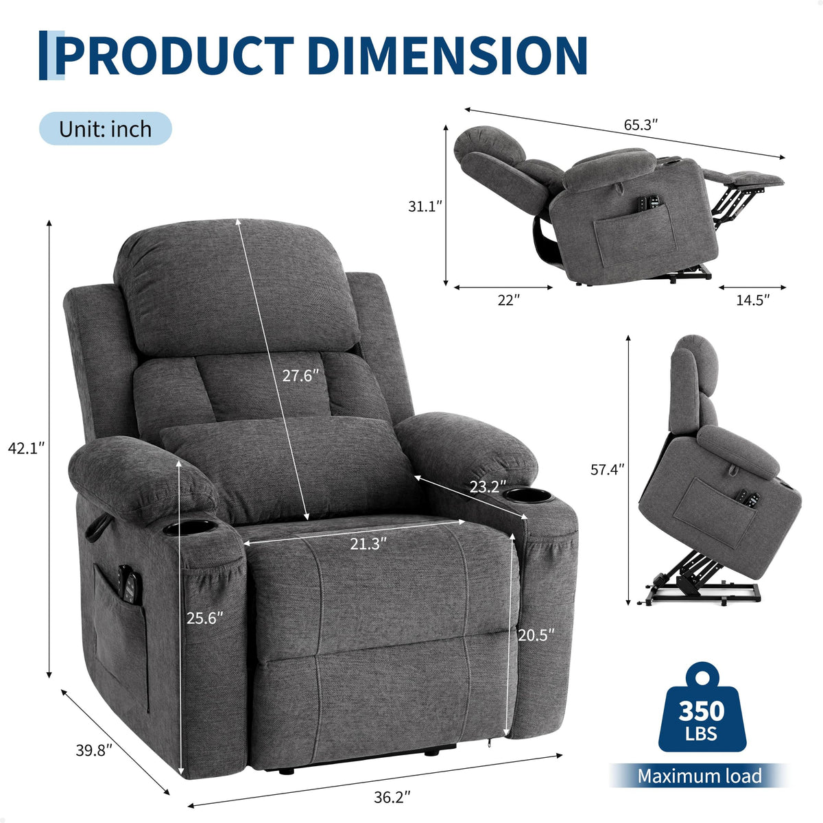 Power Lift Recliner Chair with Heat & Massage