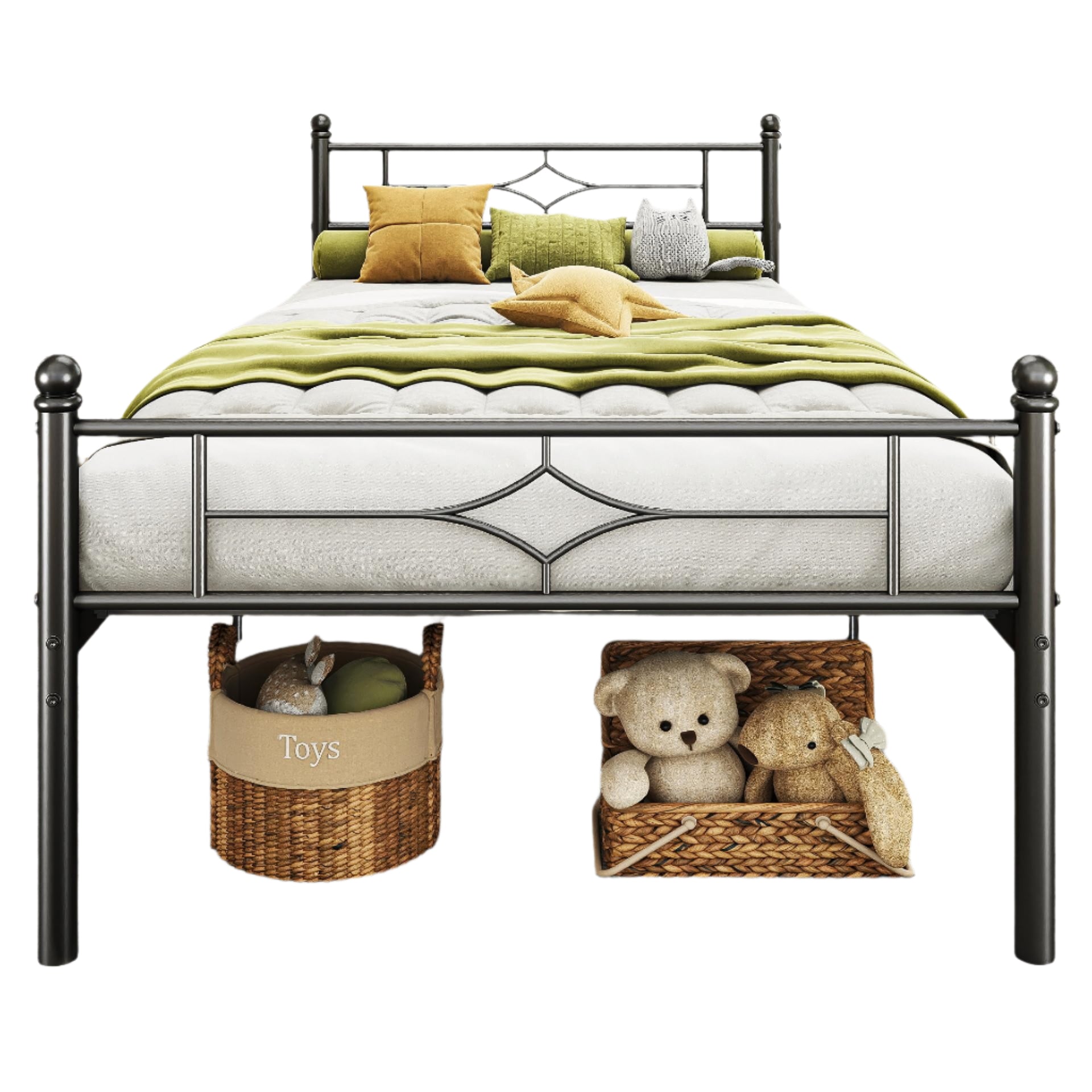 Twin Size Bed Frame with Headboard and Footboard