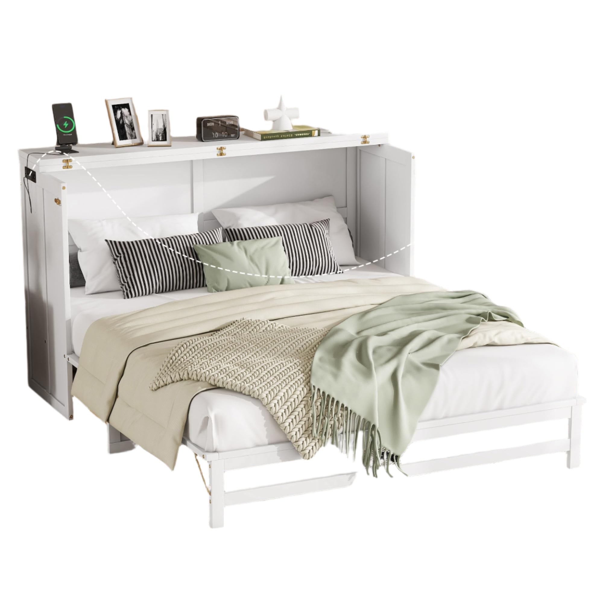 Queen Murphy Bed Cabinet, Murphy Bed Queen with Storage Drawer