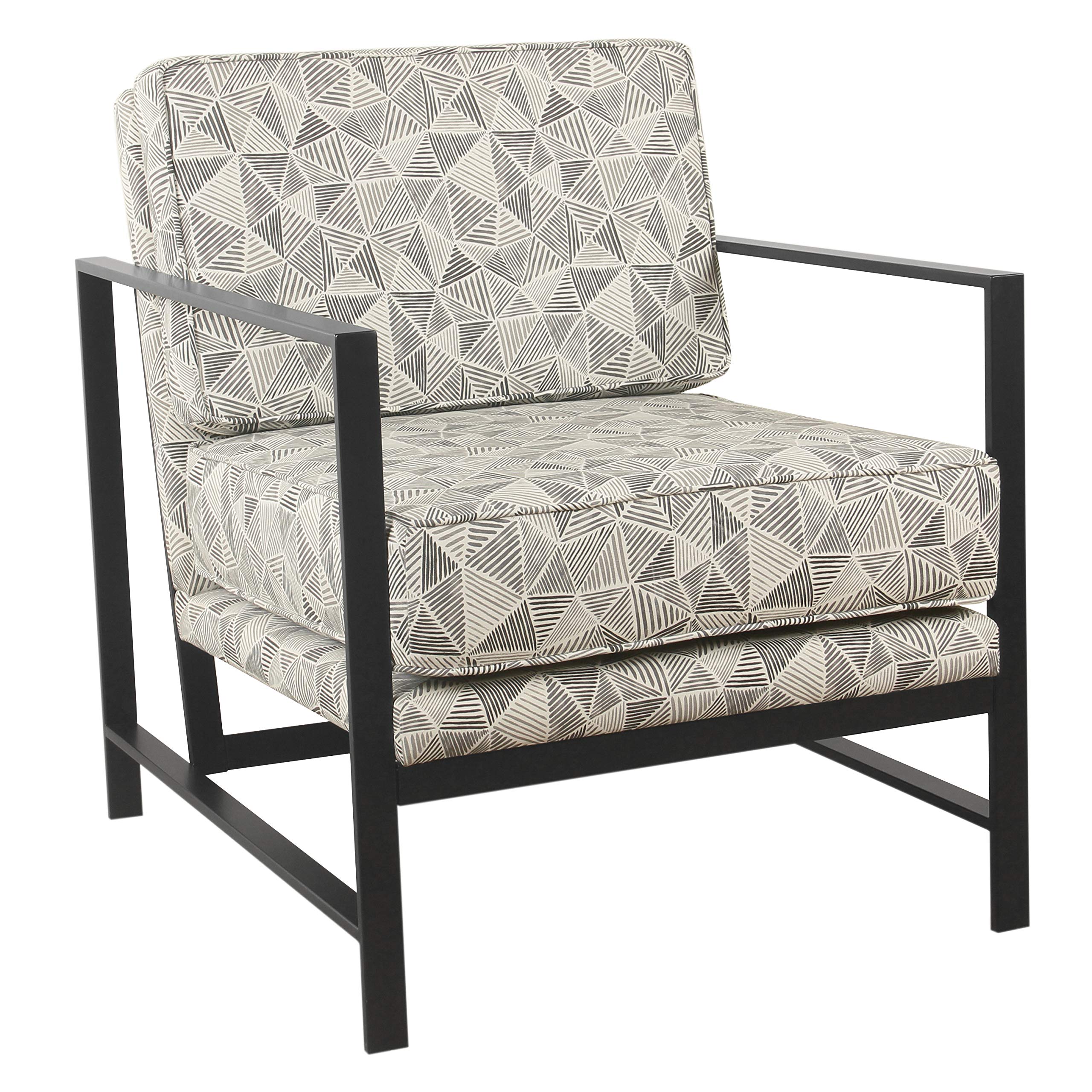 Modern Metal Frame Accent Chair – Gray Lines