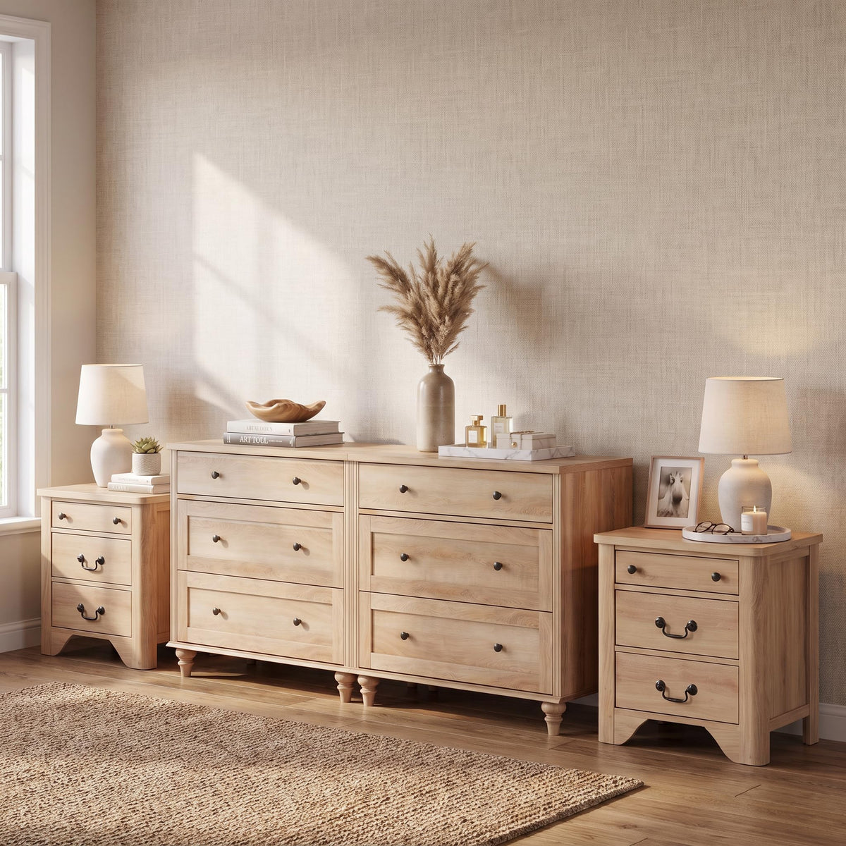 4-Piece Bedroom Dresser & Nightstand Set with Charging Station