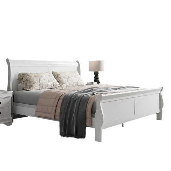 Wooden Queen Size Bed Frame with Headboard, Classic Black Farmhouse Storage