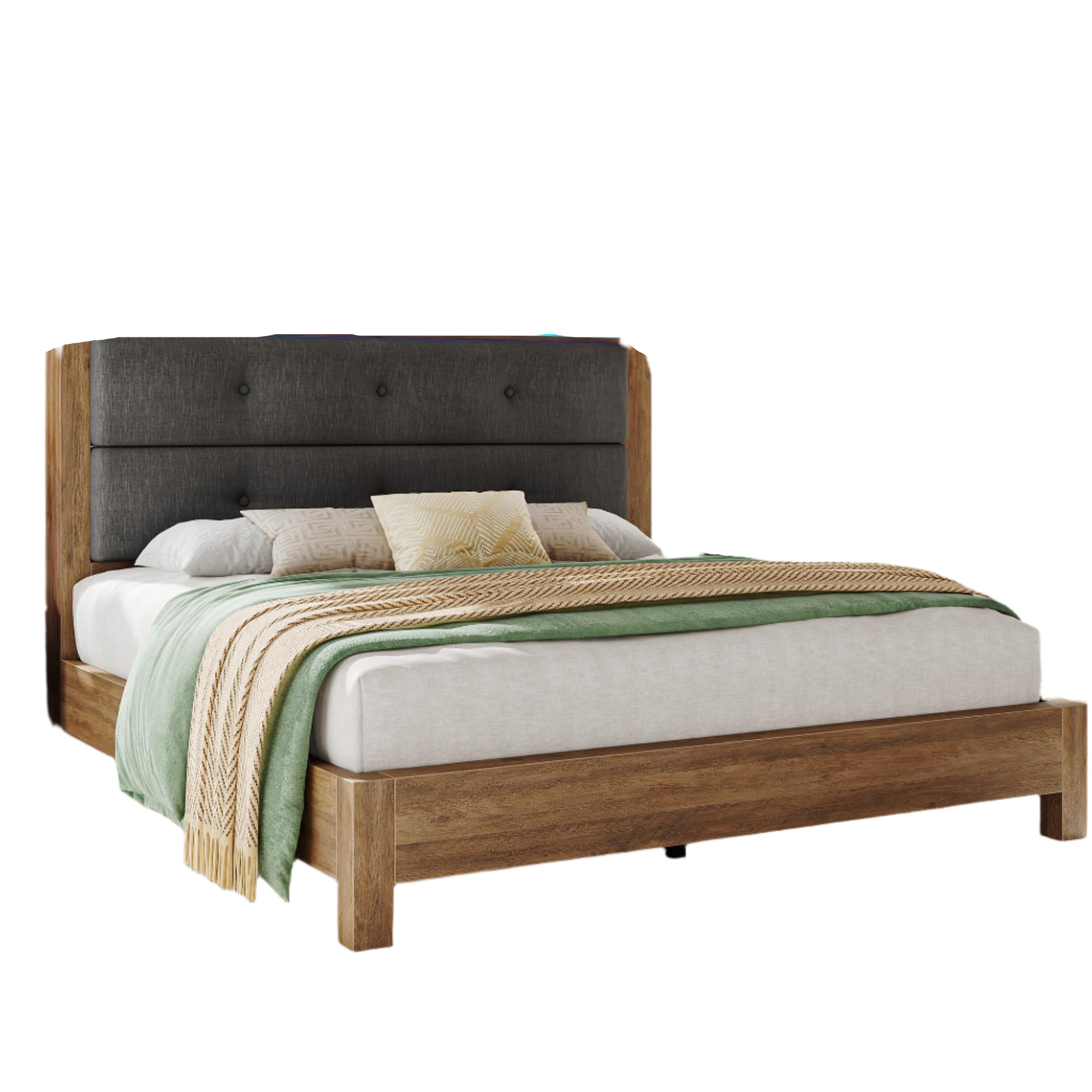 Queen Bed Frame, Queen Size Bed Frame Solid Wooden Platform