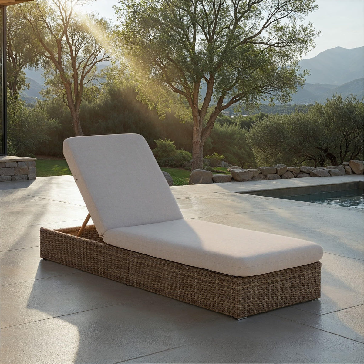 Rattan Outdoor Reclining Chaise Lounger