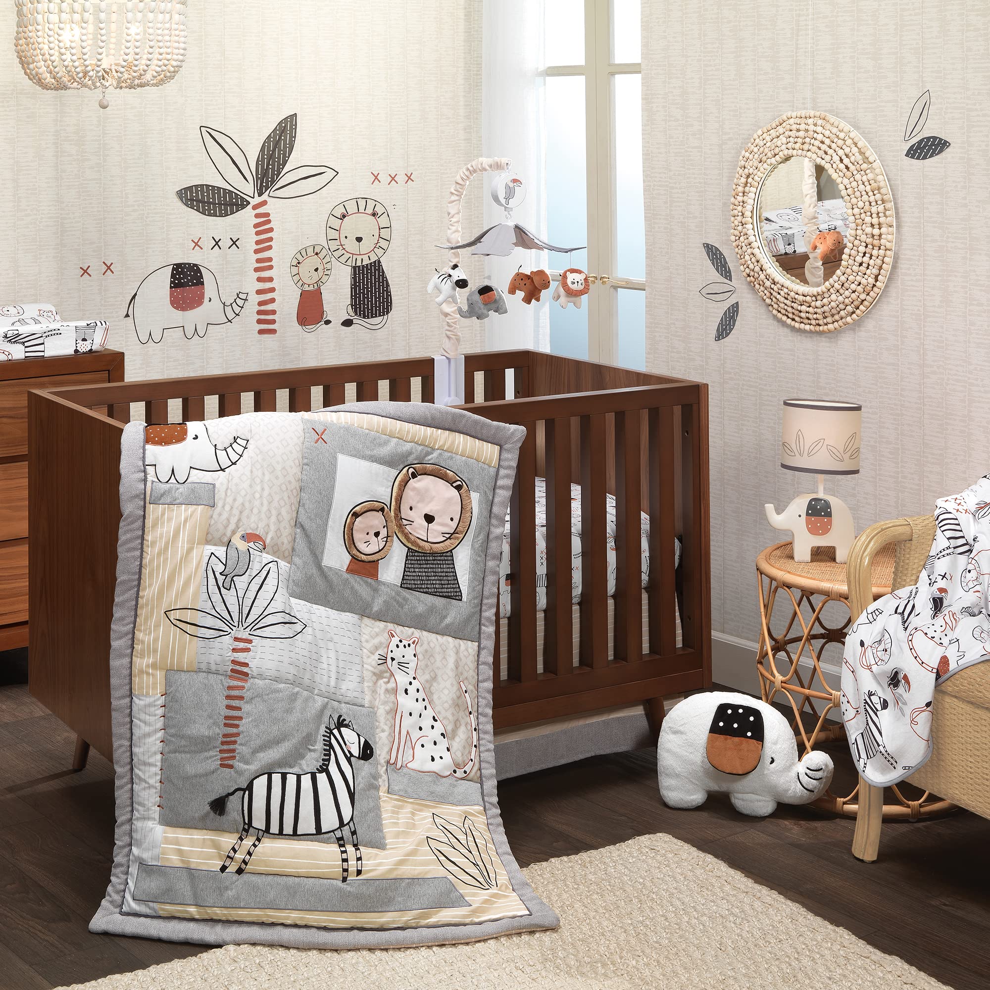 Patchwork Jungle 5-Piece Nursery Baby Crib Bedding Set