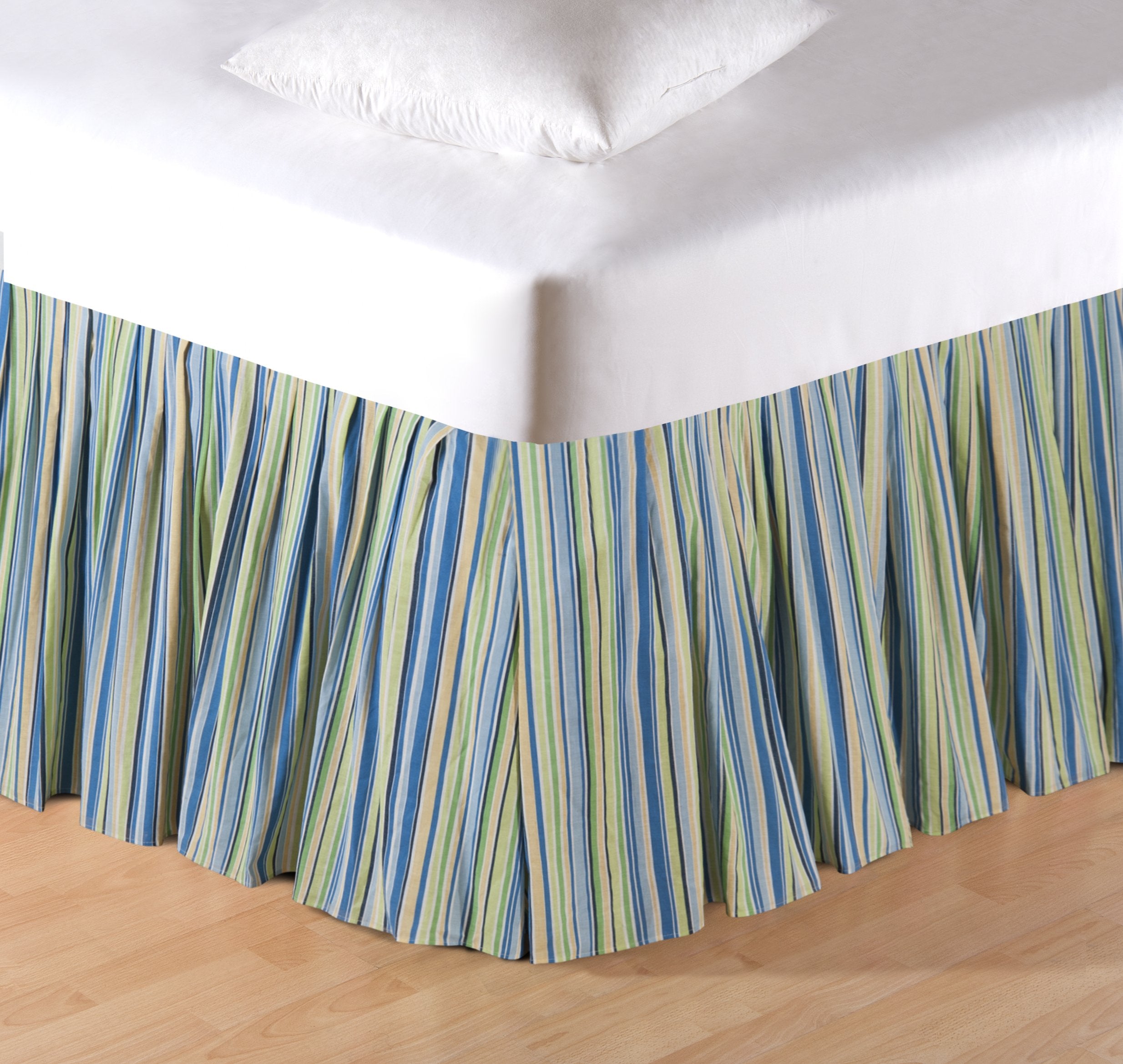 Multi Blue Stripes King Bed Skirt King Bed Skirt Blue