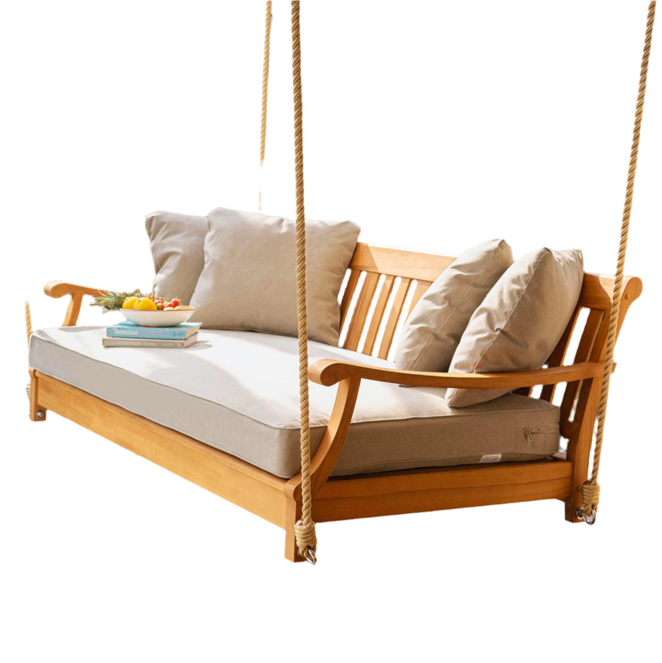 Casual Robin Teak Wood Porch Swing Bed, Spacious Outdoor