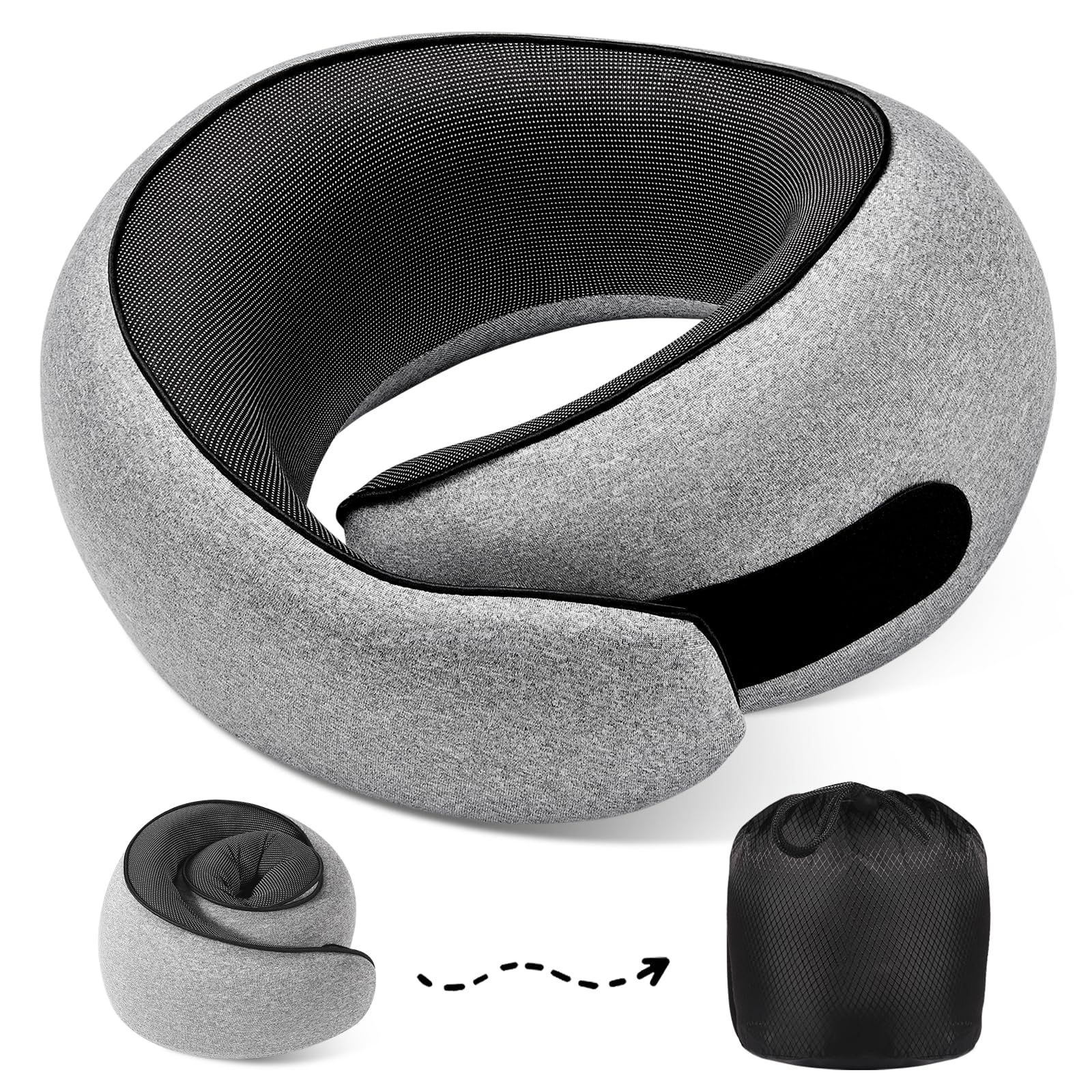 Travel Neck Pillows, 100% Memory Foam Filling, Travel Pillows for Airplane