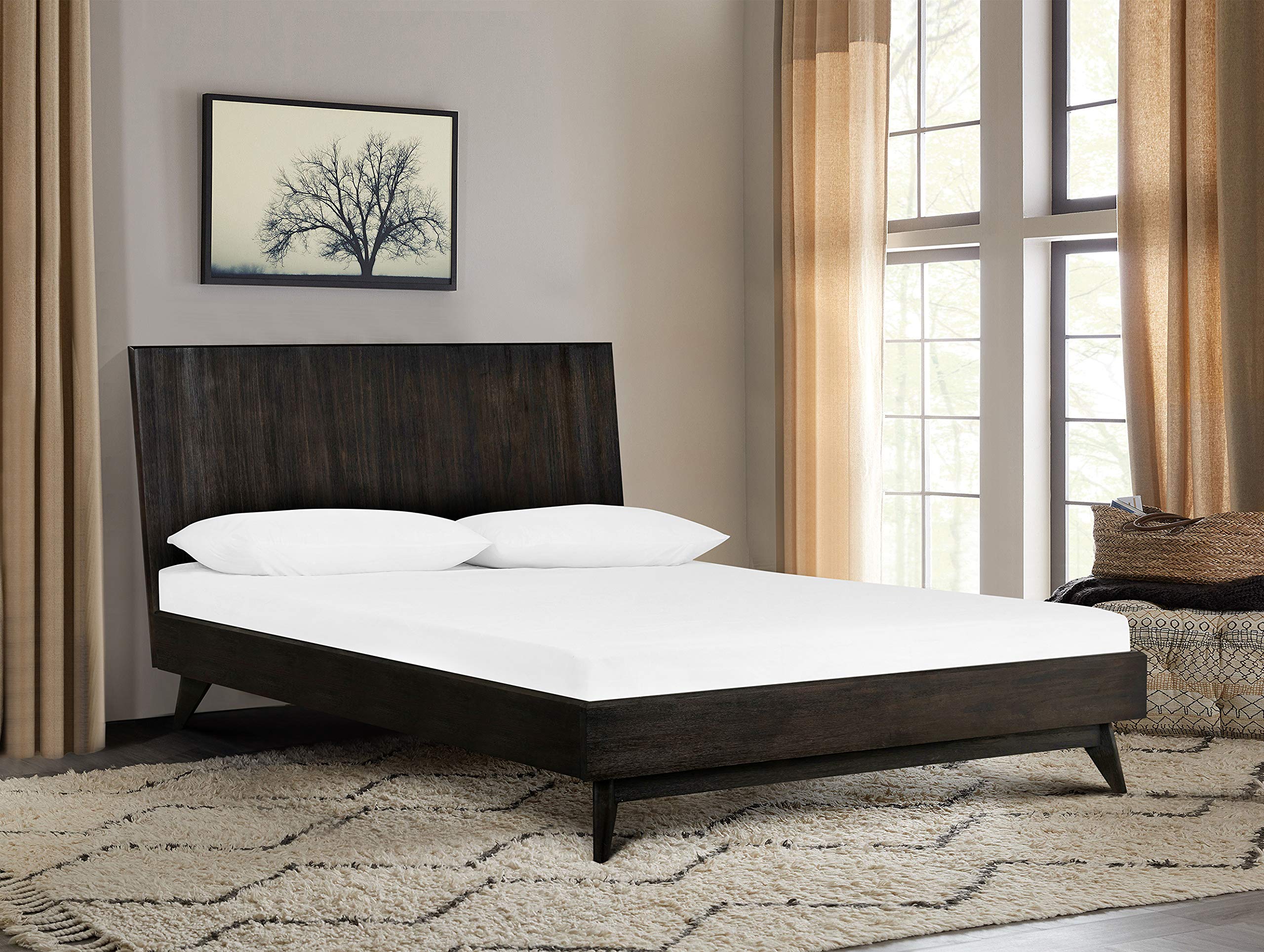 Loft Acacia Mid-Century Platform King Bed, Brushed Brown-Grey