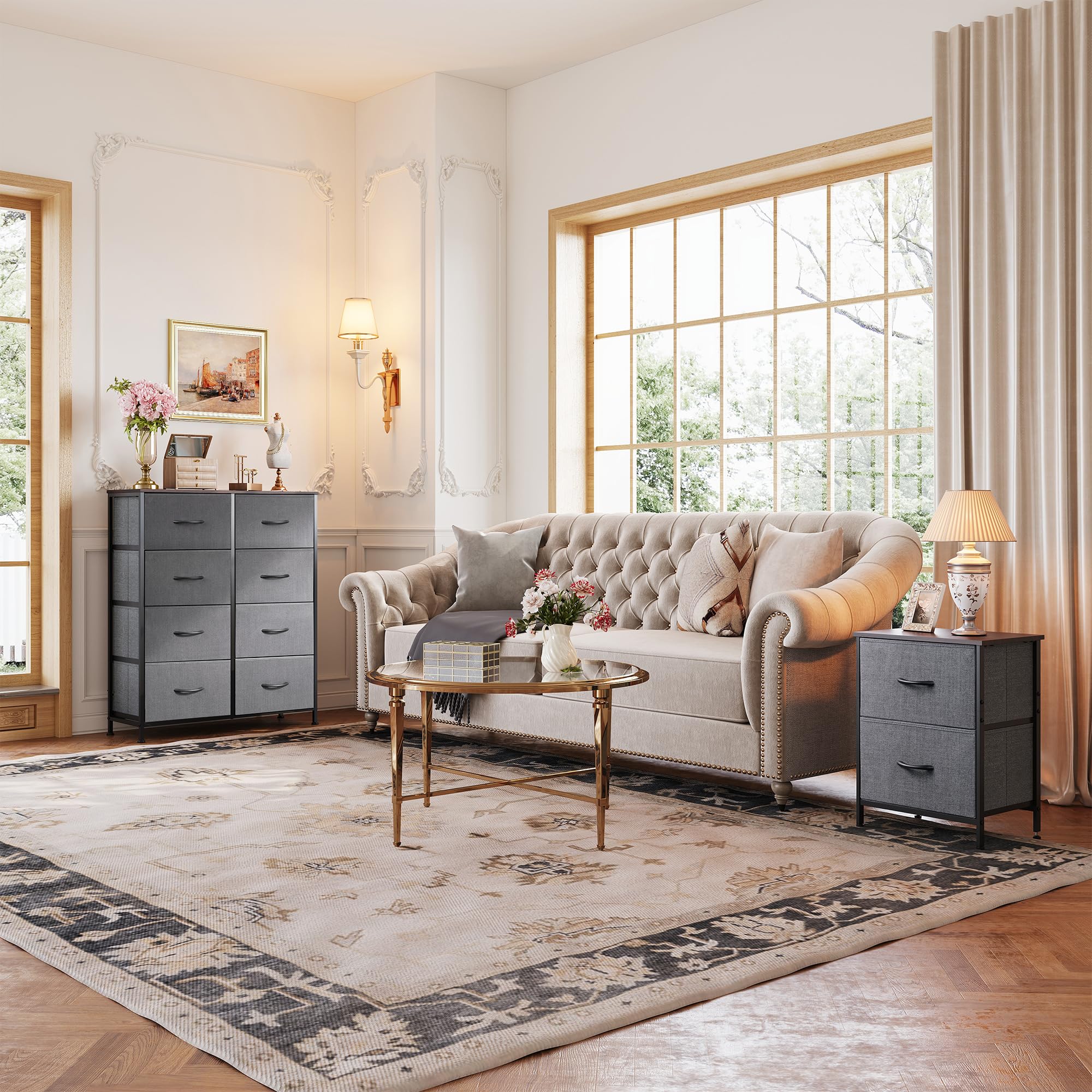 2 Drawer Dresser and 8 Drawer Dresser Set, Storage Tower, Organizer Unit for Bedroom