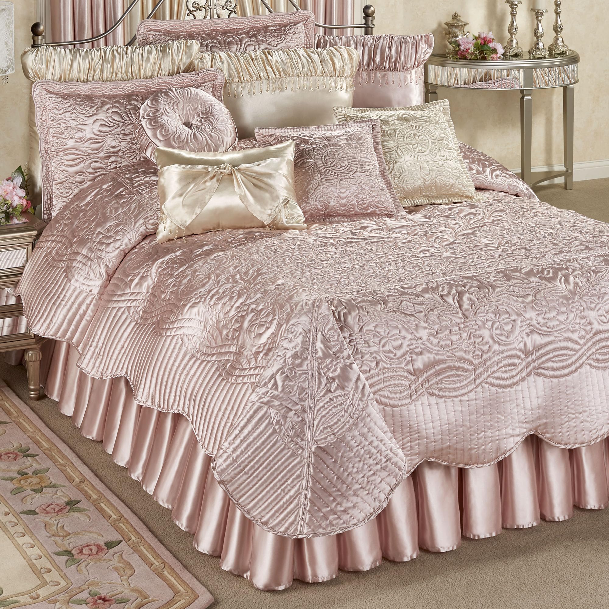 Prima Quilted Bedding | Rose Quartz Coverlet Set | 4 Piece Queen Set