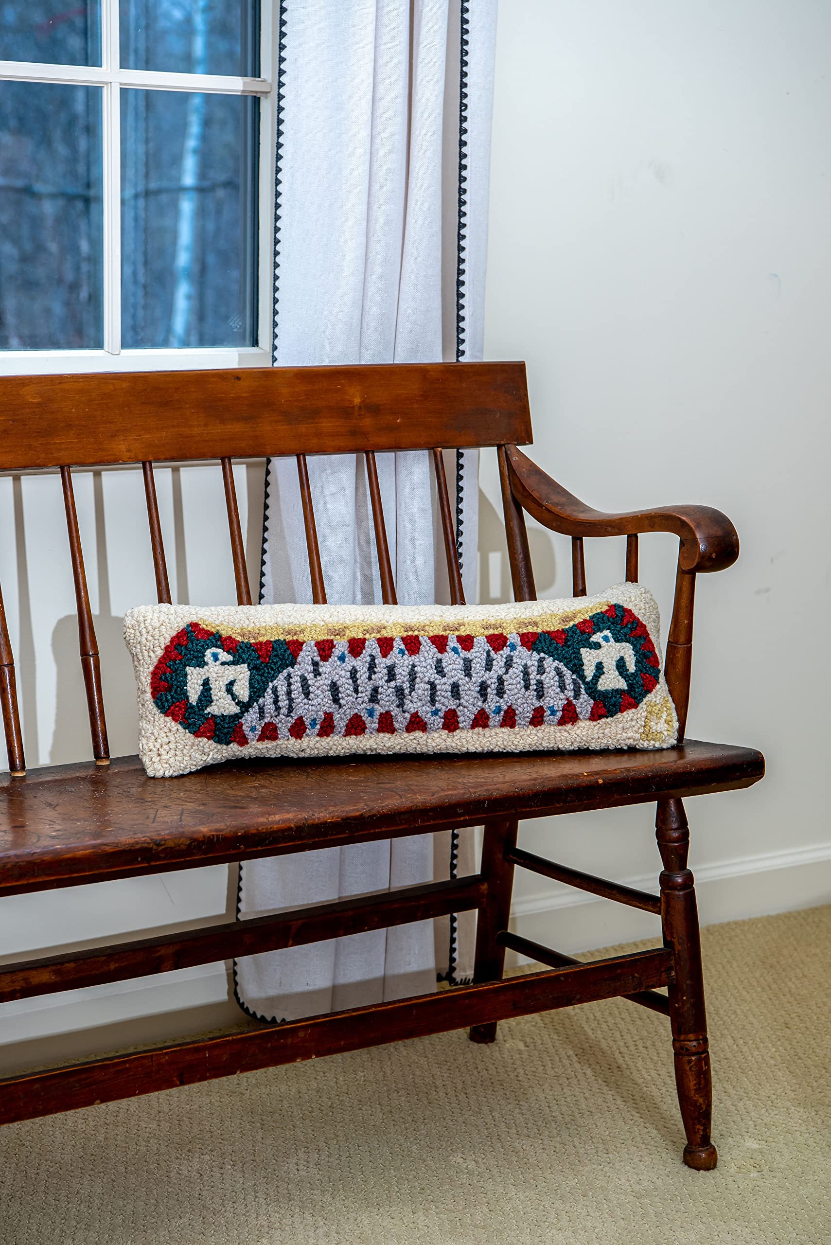 Corners Artist-Designed Longboat Canoe with Eagle Hand-Hooked Wool