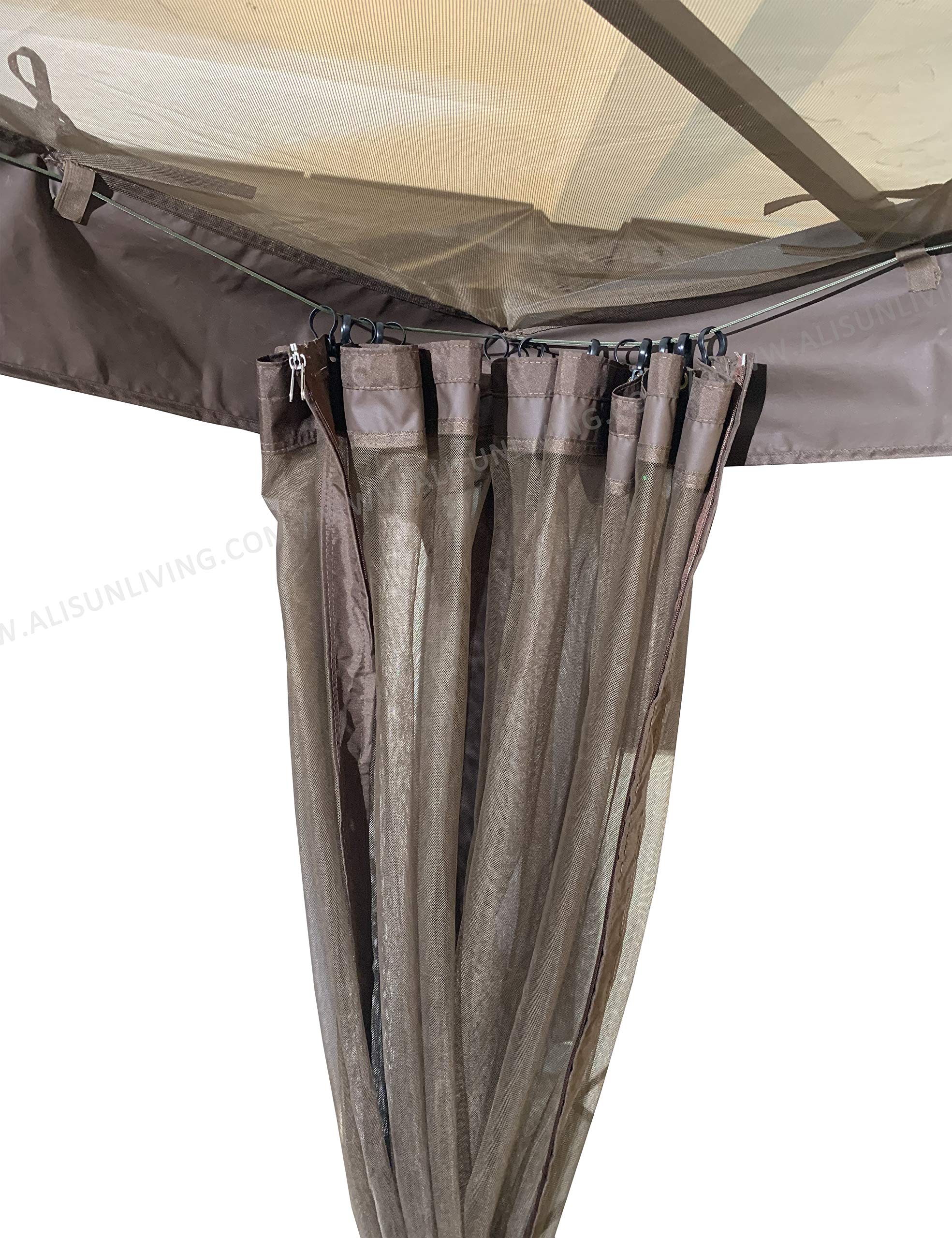 Mosquito Net for Flat-Roof Pergola - Mesh Bug Net Only (8 ft. x 10 ft., Brown)