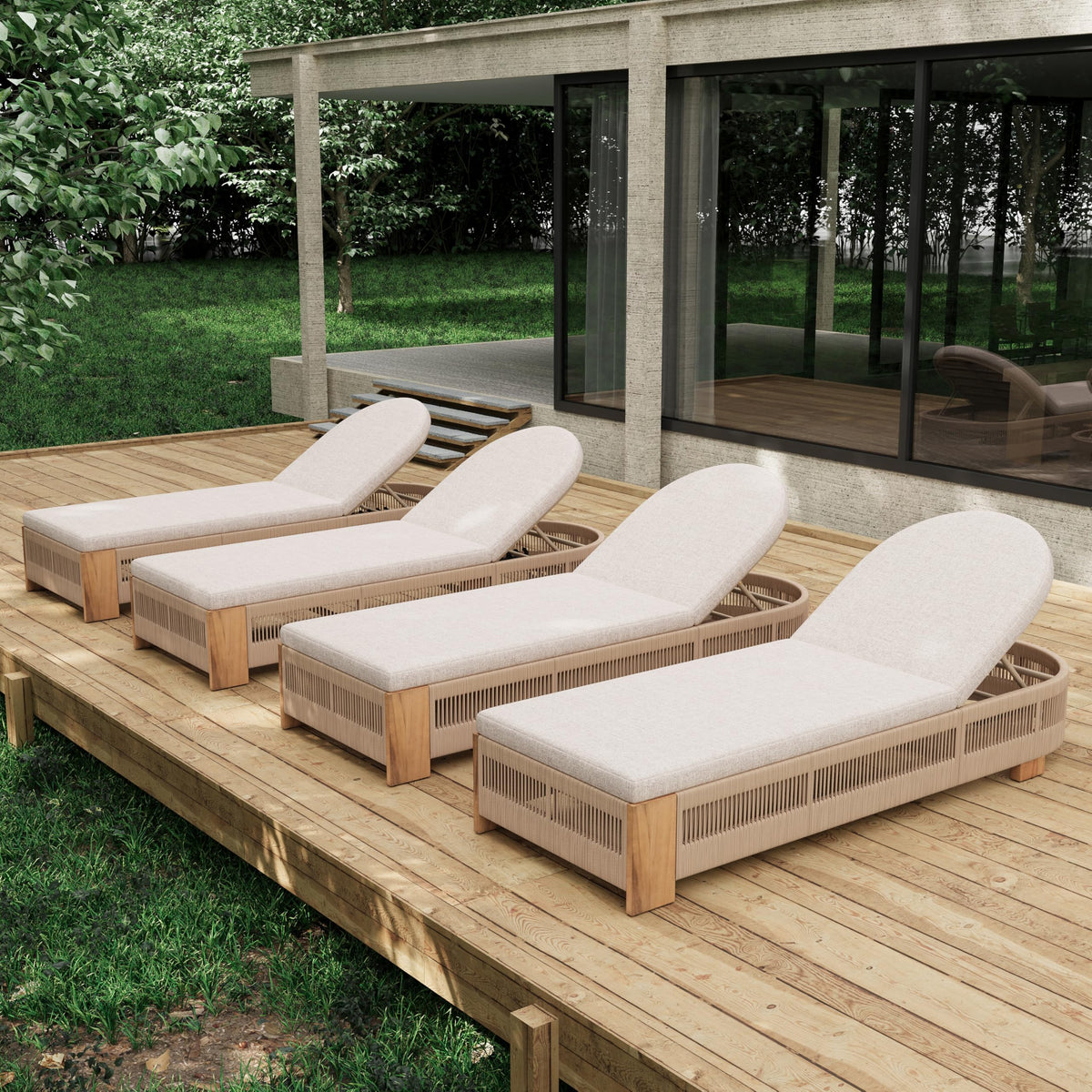 Outdoor Chaise Lounge Chair with Adjustable Backrest & Cushion