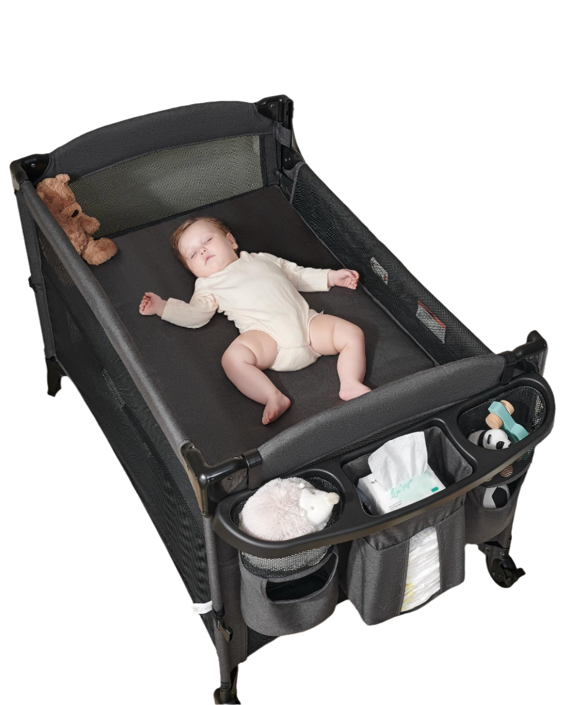 in 1 Baby Bassinet Bedside Sleeper 4 Functions Crib Playard