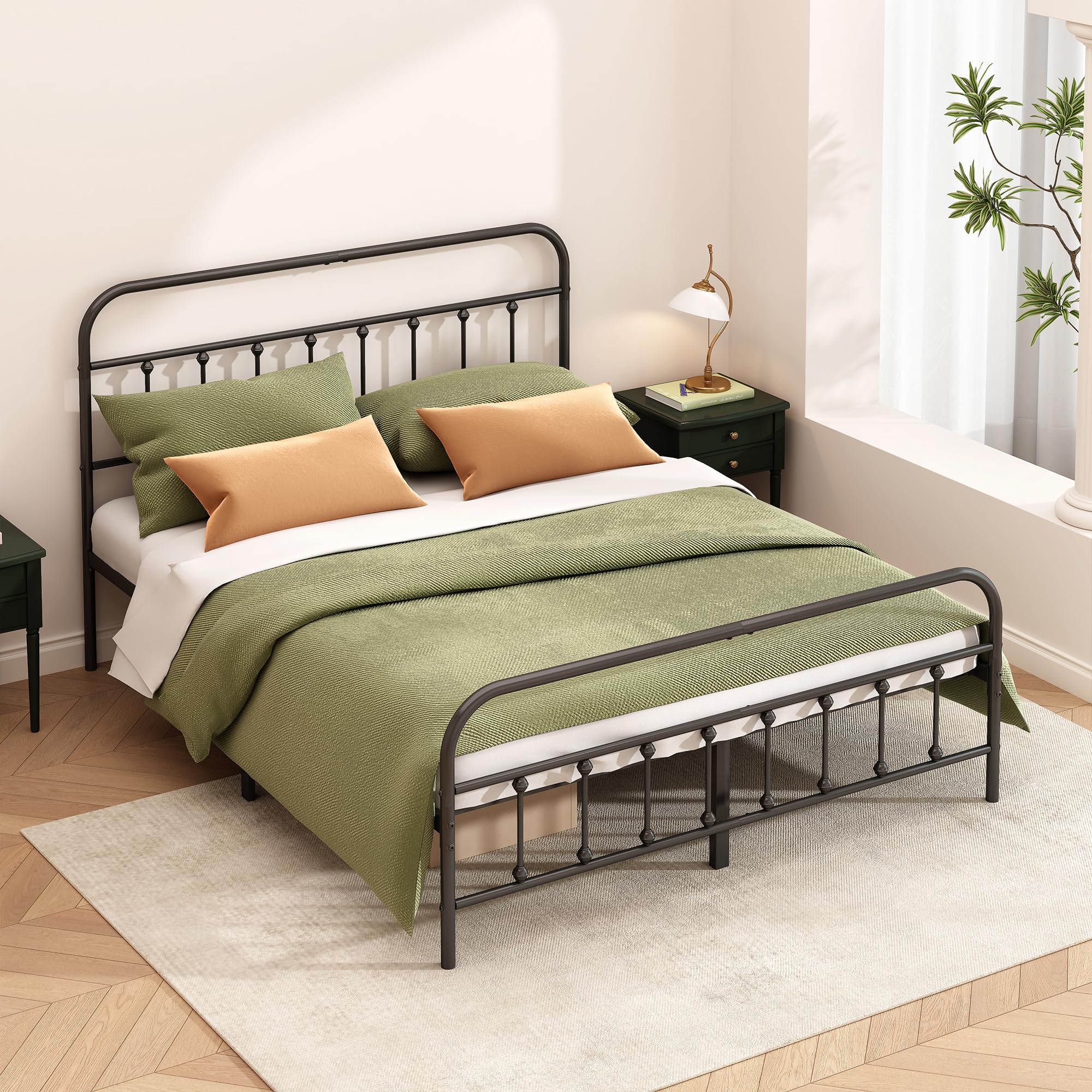 Metal Bed Frame - Structurally Stable Heavy Duty Steel Slat Supported Full Bed Frames