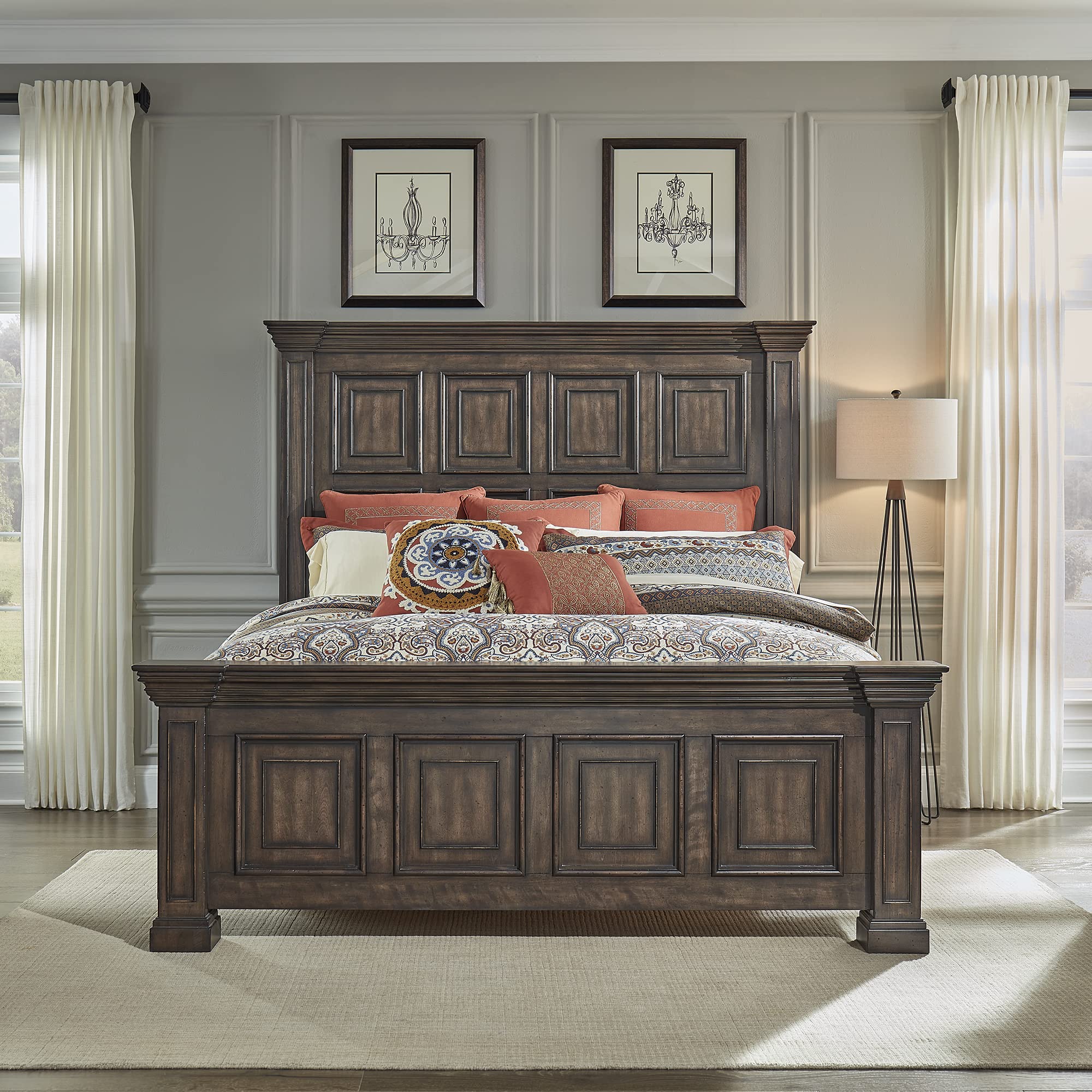 Big Valley King Panel Bed, W85 x D98 x H76, Light Brown