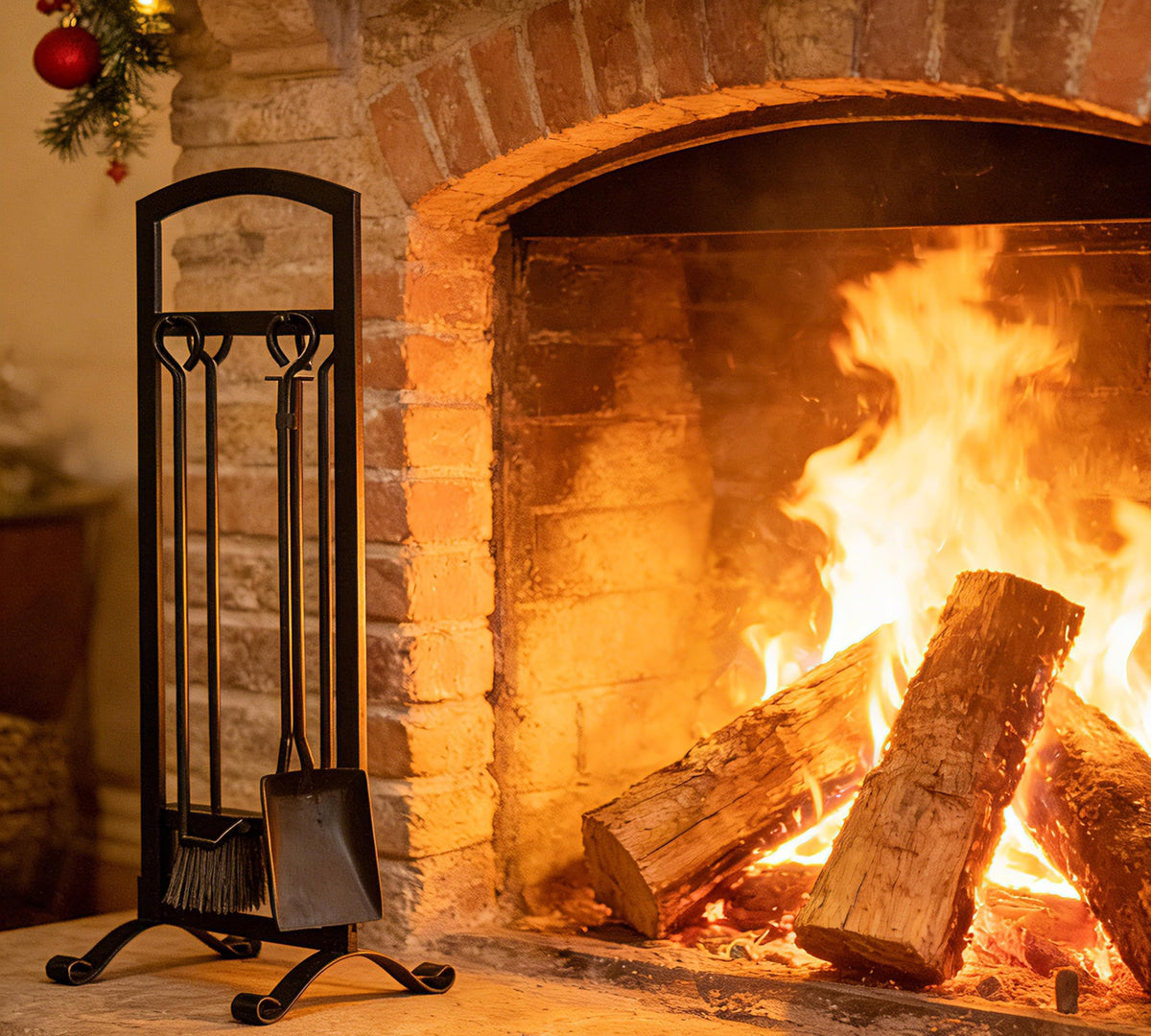 5-Piece Fireplace Tool Set with Stand