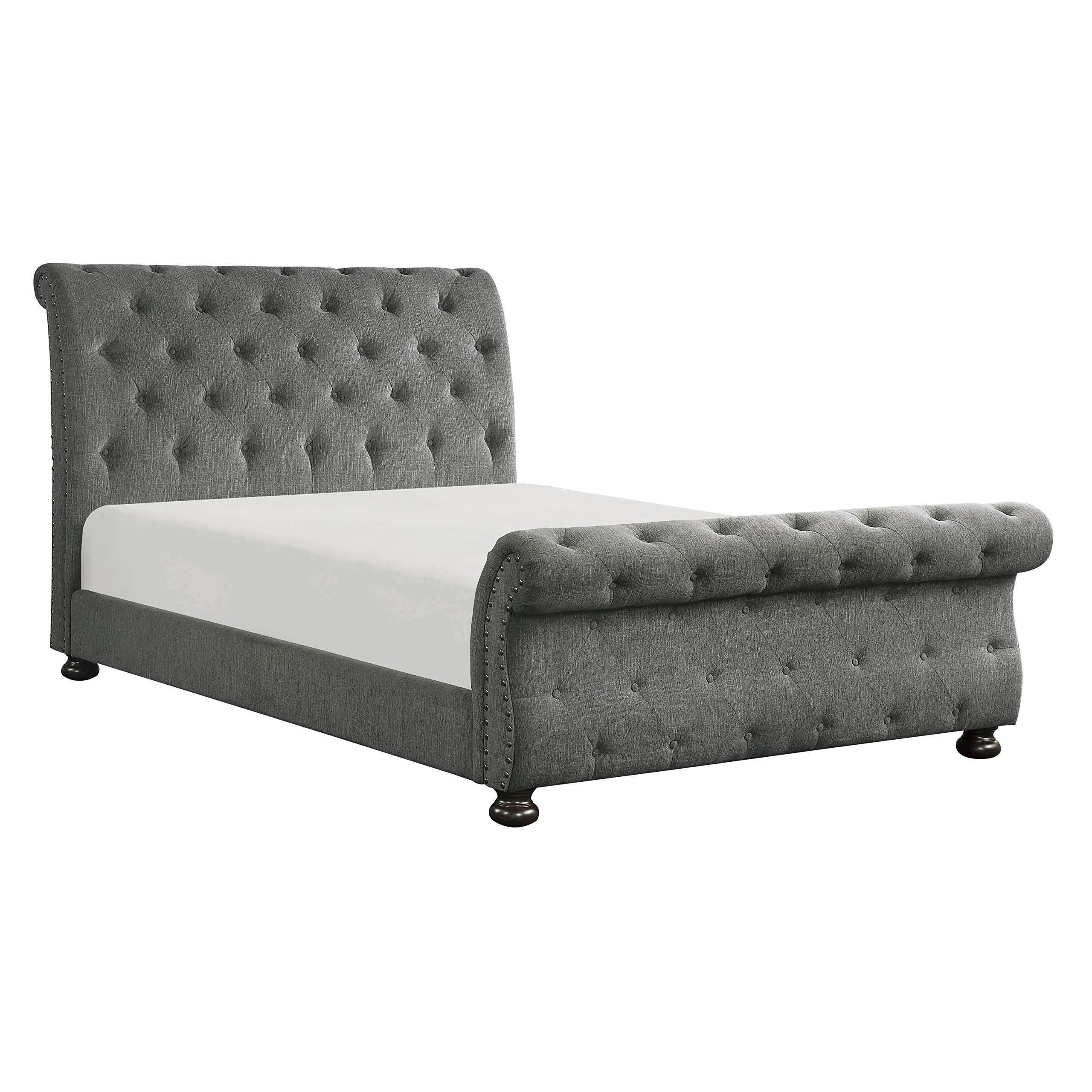 Nairne Upholstered Sleigh Bed, Queen, Dark Gray