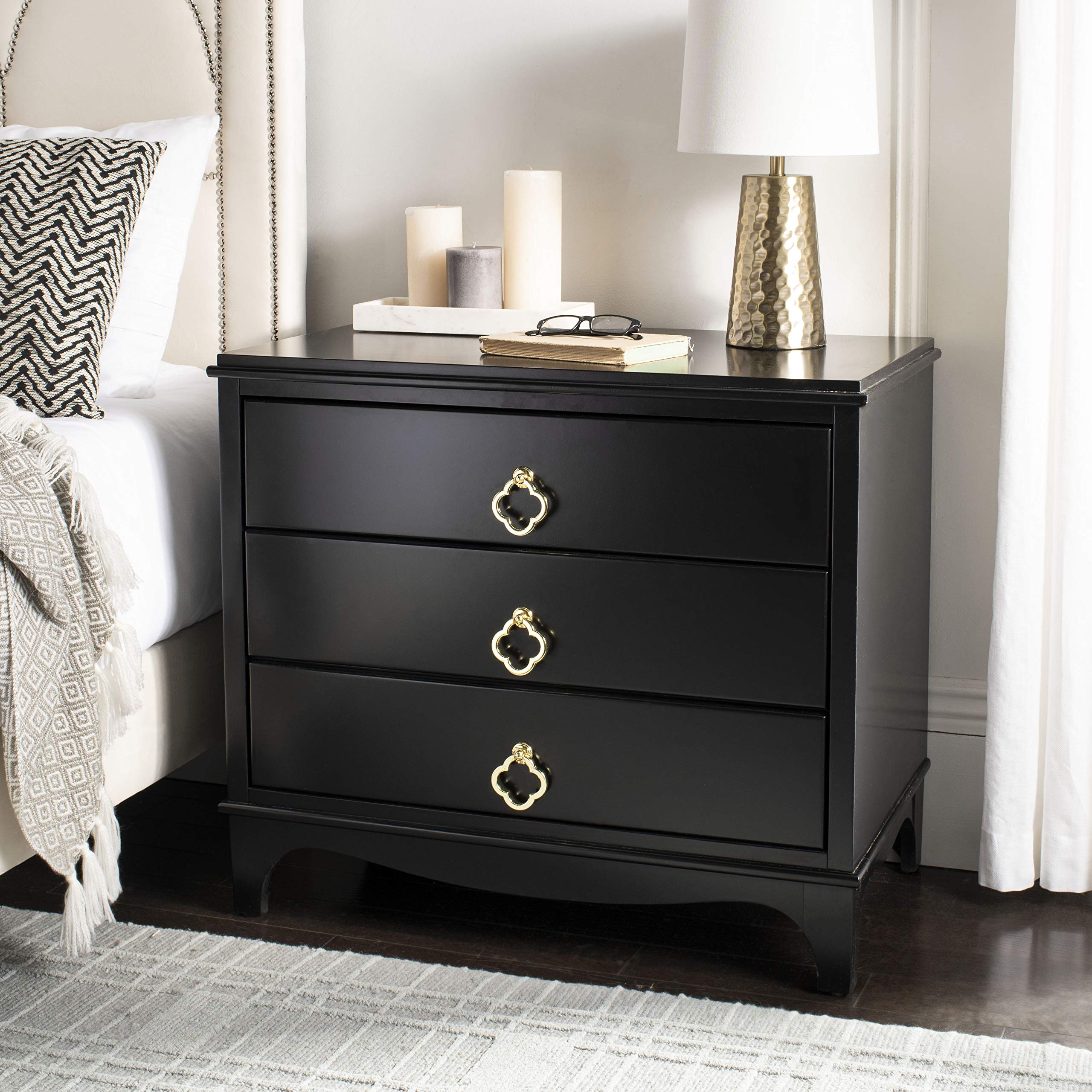 Home Collection Hannon 3 Drawer Contemporary Nightstand End Table