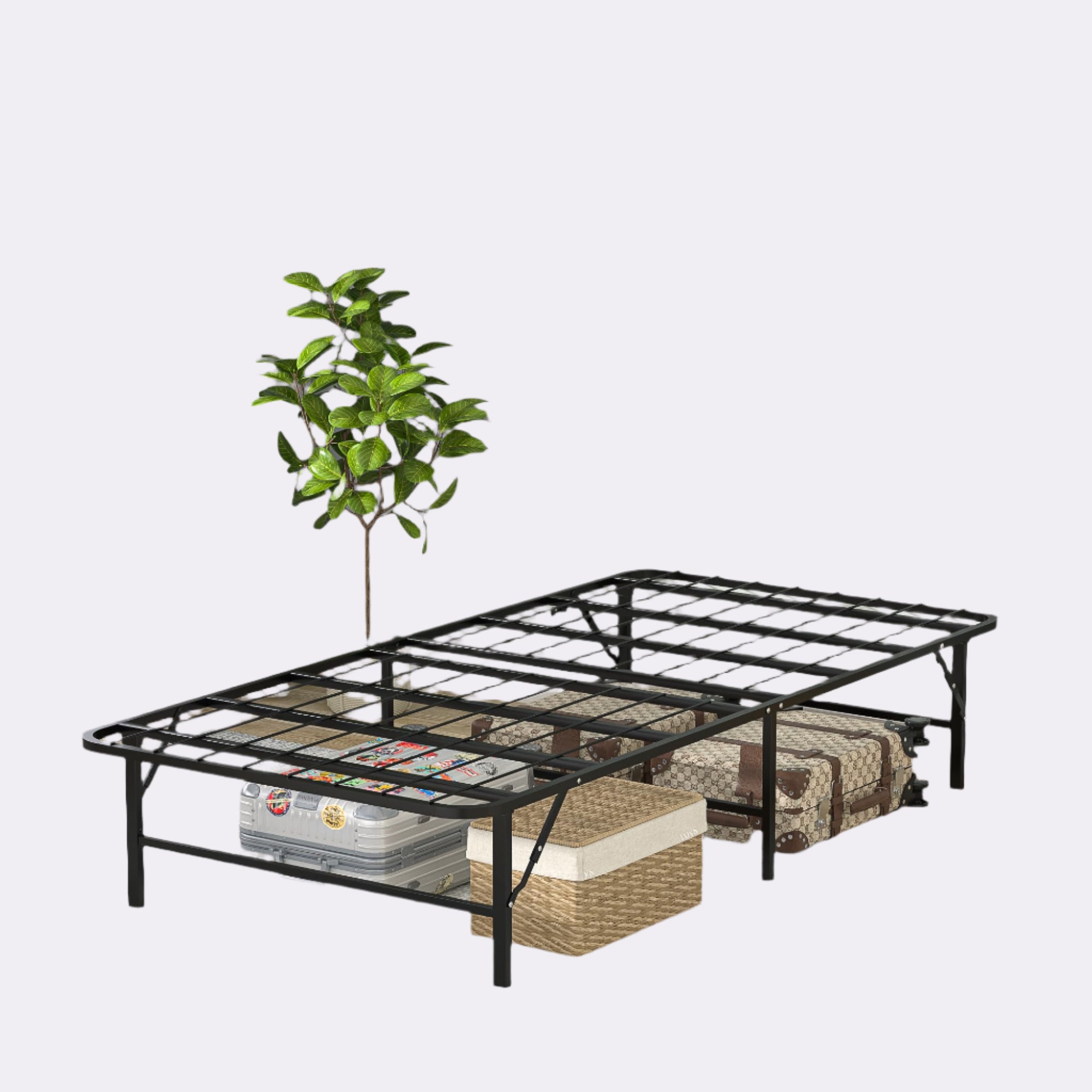 Metal Folding Bed Frame, No Tools Required, Platform Mattress Base