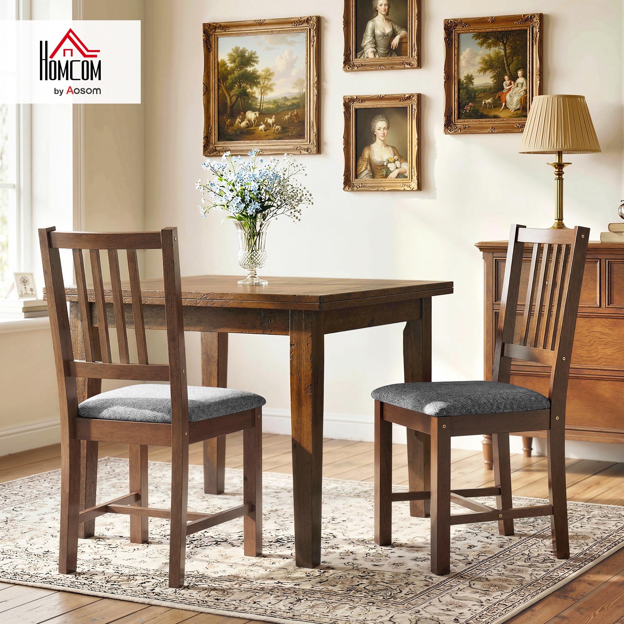 Farmhouse Walnut Dining Chairs Set of 2
