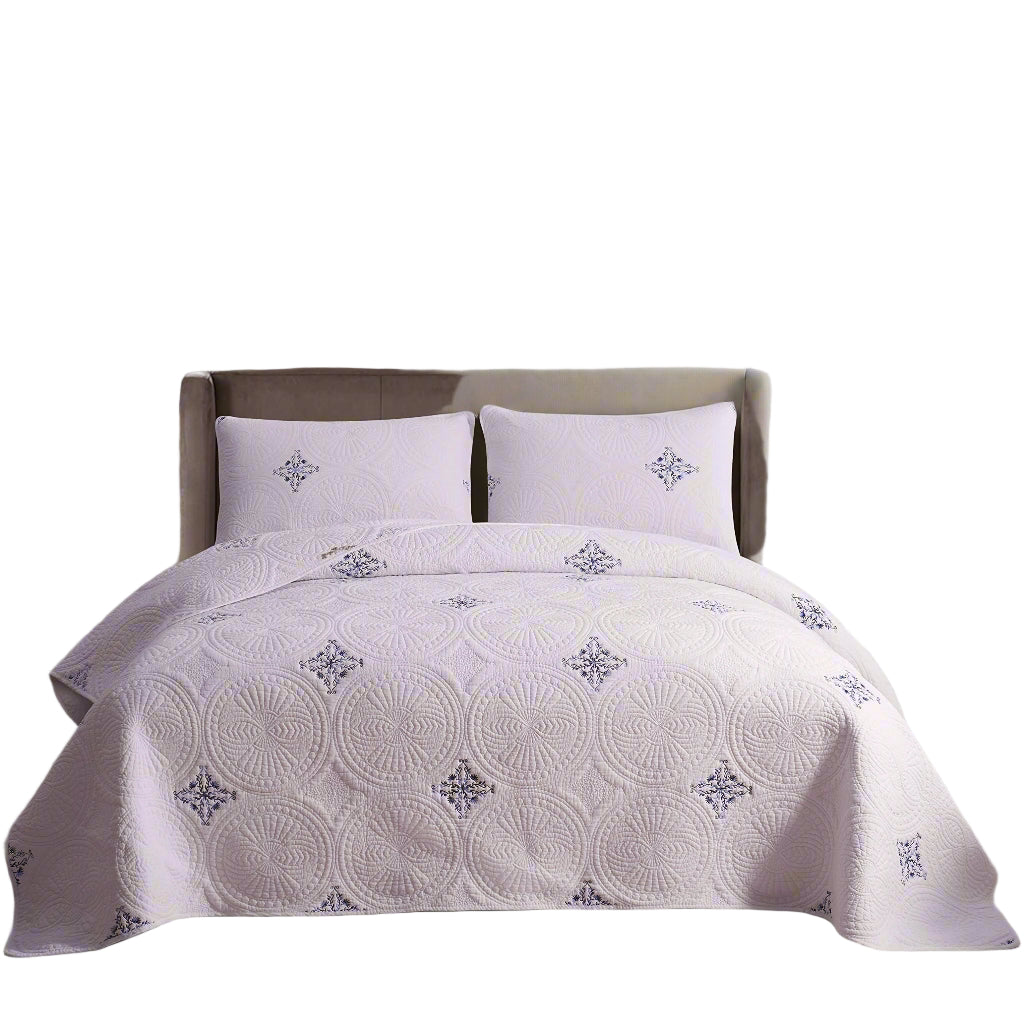 S&S Classic Medallion Luxury King Size 100% Cotton Quilt Set