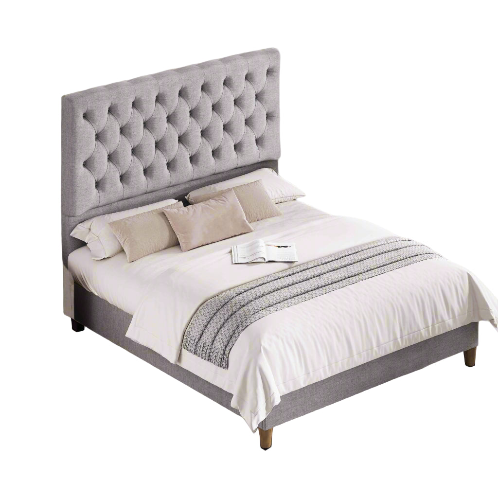 Queen Upholstered Bed Frame with 52.75" Tall Headboard