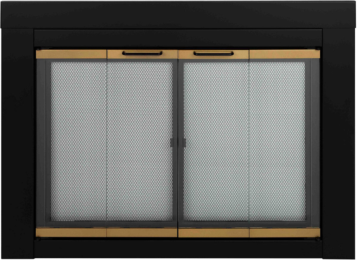 Bifold Glass Fireplace Doors – Alloy Steel, Black & Gold