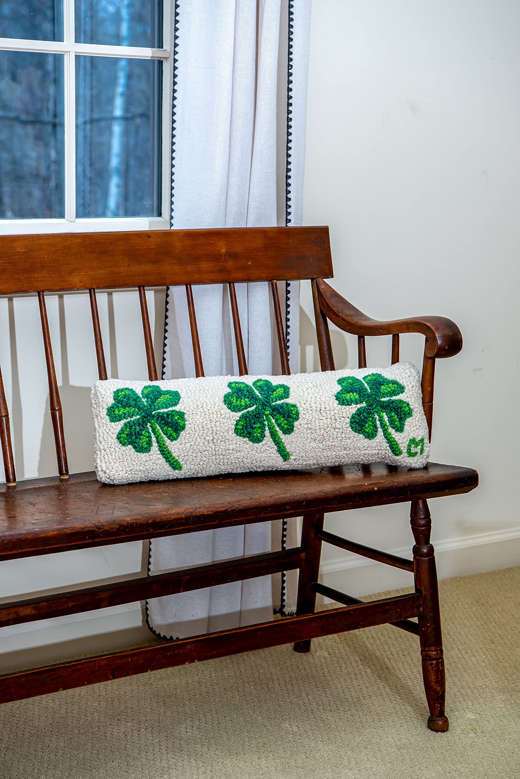 4 Corners Artist-Designed 4 Leaf Clover Hand-Hooked Wool Decorative