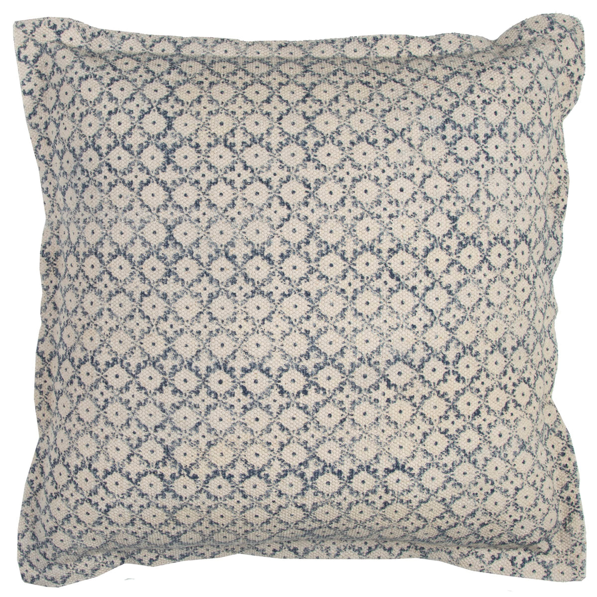 22x22 Throw Pillow – Blue/Neutral/White Ditsy Pattern