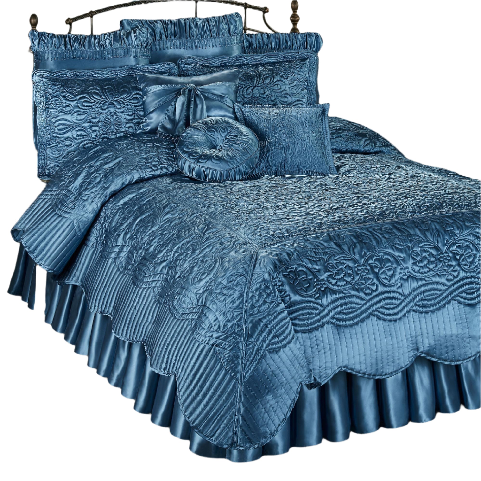 Prima Quilted Bedding | Sapphire Coverlet Set | 4 Piece Cal King Set
