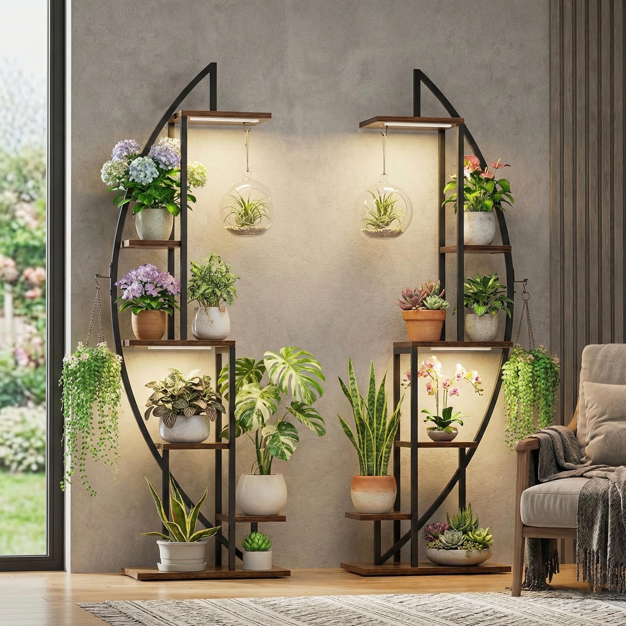 6-Tier Indoor Plant Stand with Grow Lights (2-Pack)
