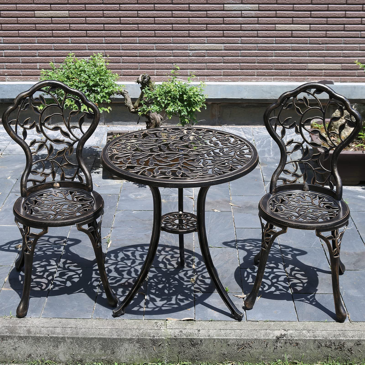 3-Piece Outdoor Bistro Set – Cast Aluminum Patio Table & Chairs