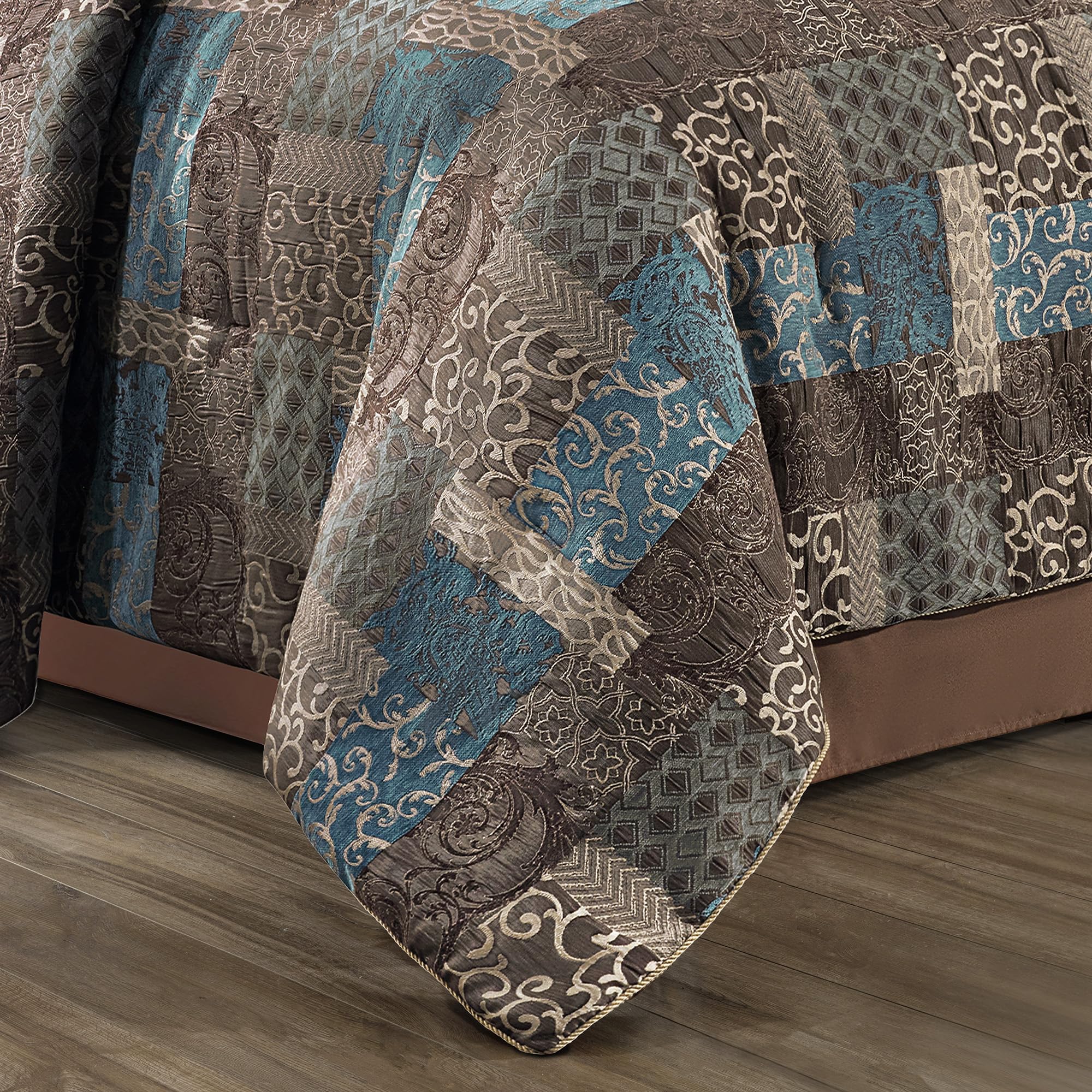 9-Piece Jacquard Comforter Set King, Vintage Traditional Patchwork Comforter King Sets