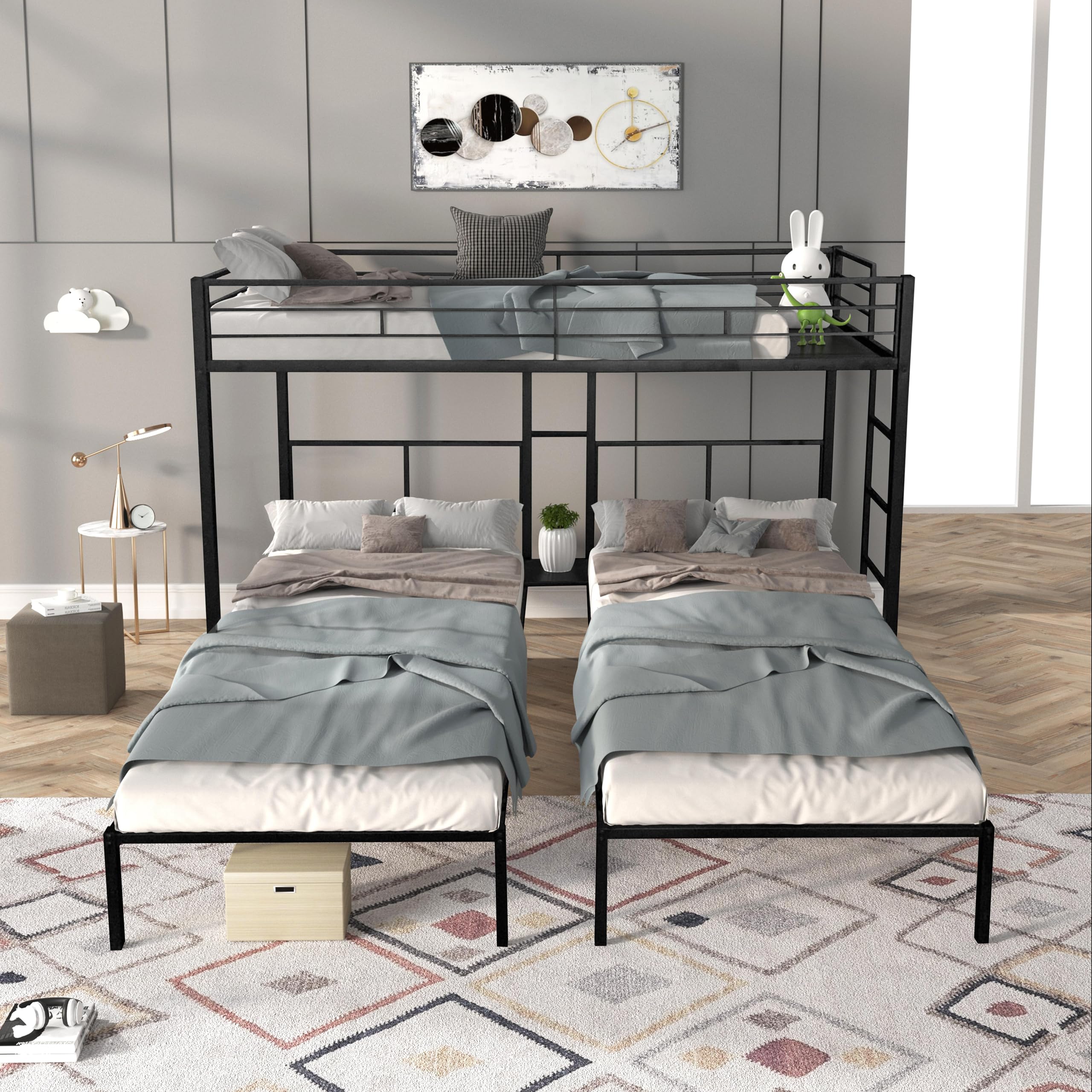 Heavy Duty Triple Bunk Bed, Twin Over Twin Over Twin Triple Bunk Bed