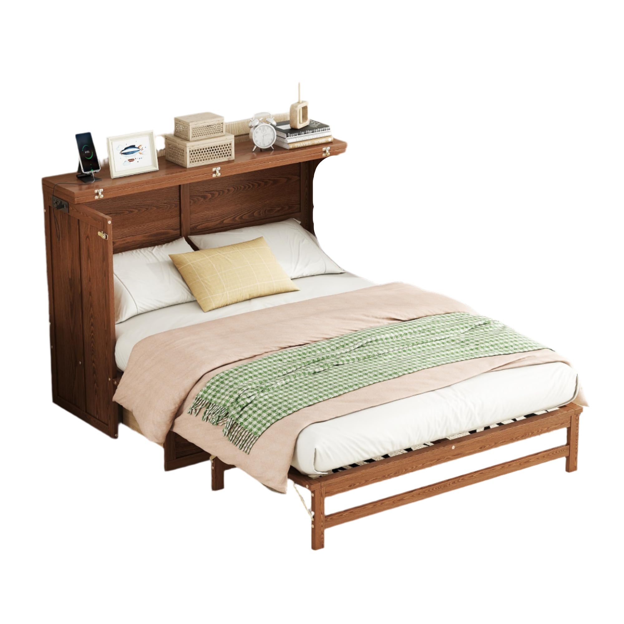 Cabinet Murphy Bed with Charging Station and Drawers