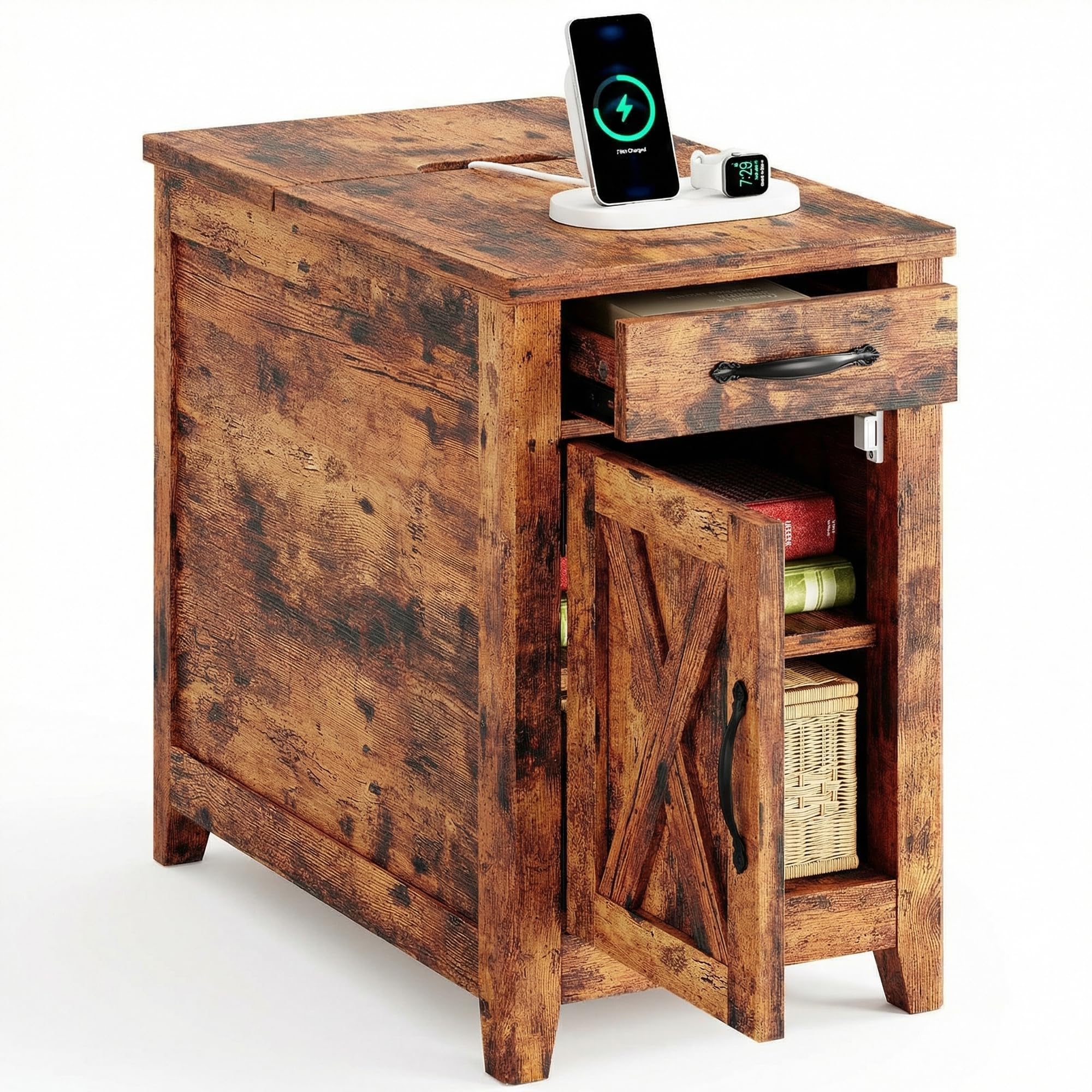 End Table with Charging Station & Storage