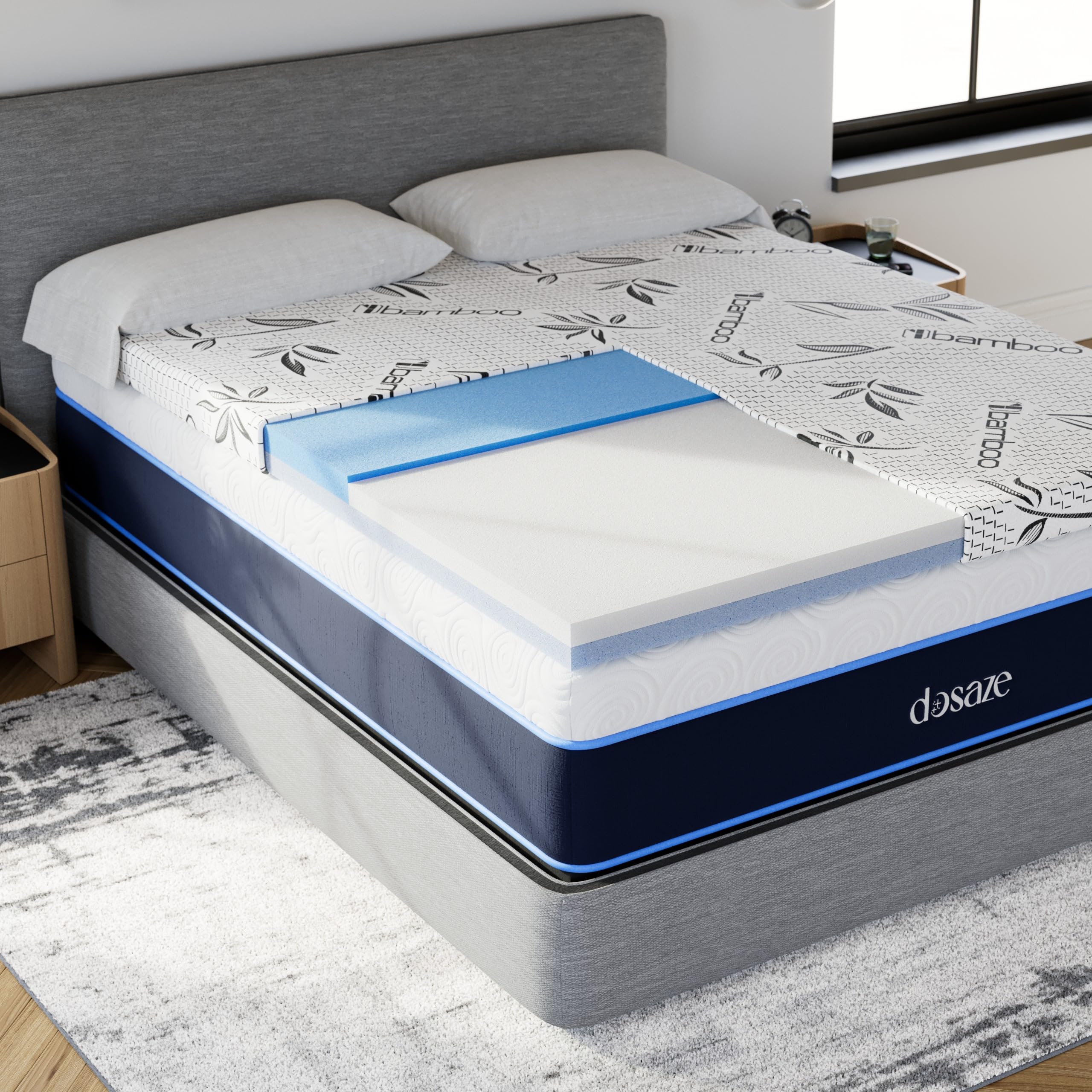Dual-Layered & Triple-Zoned 3 Inch Memory Foam Mattress Topper for Spine