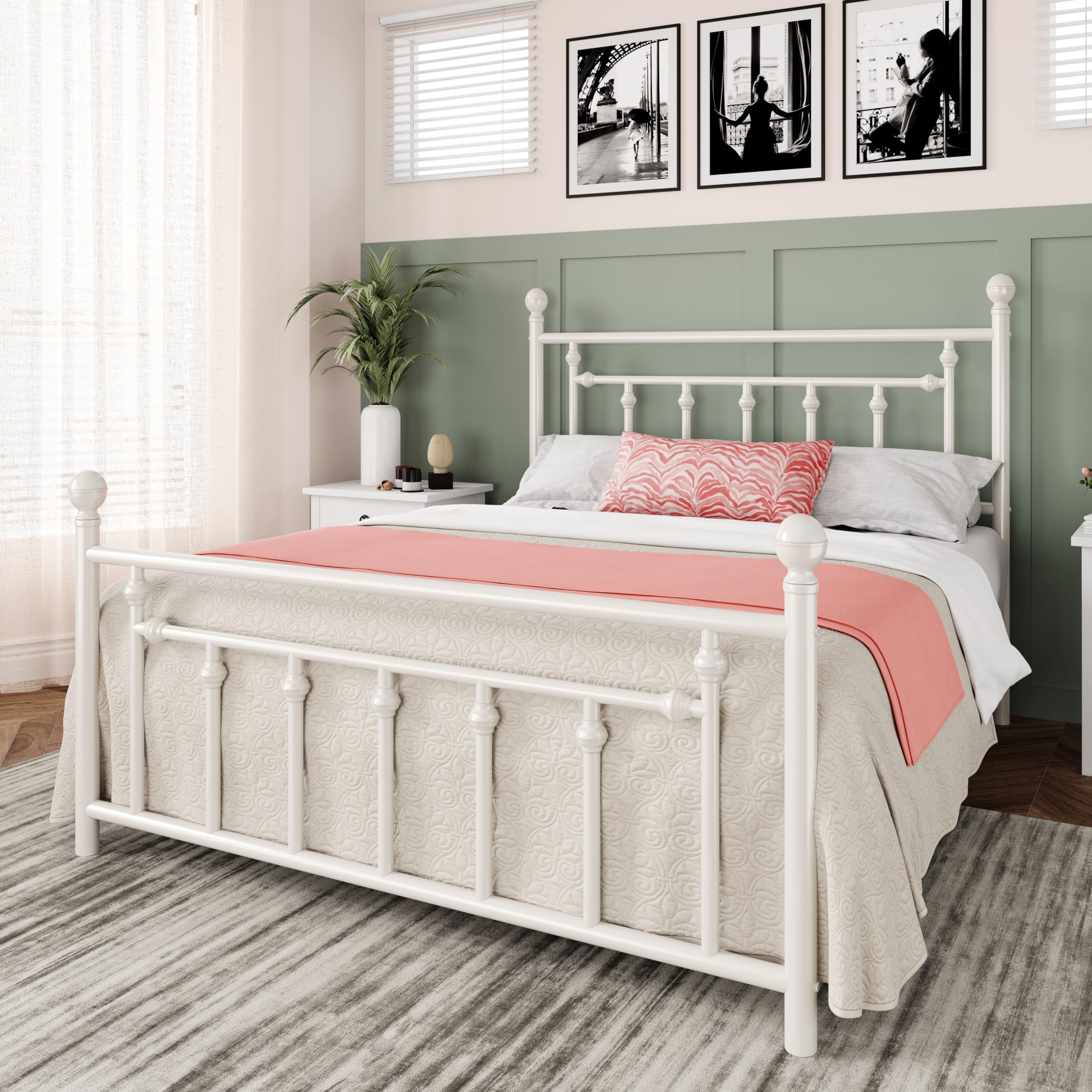 Inch Queen Size Metal Platform Bed Frame with Victorian Vintage