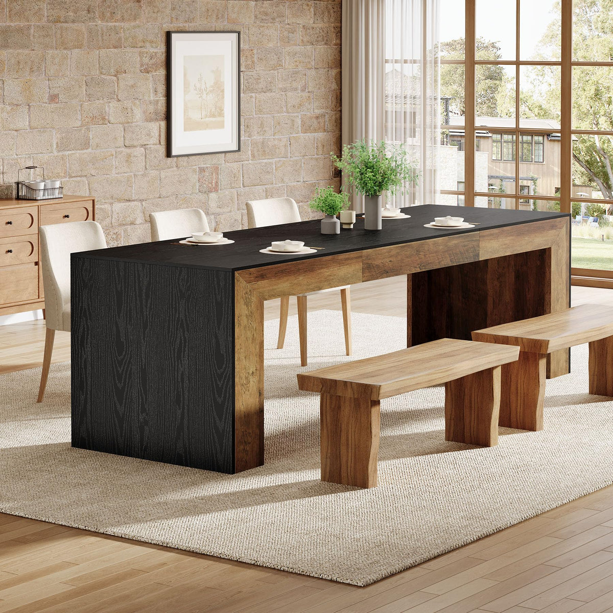 Extra Long Dining Table 78.7" | Seats 6-8 | Farmhouse Style