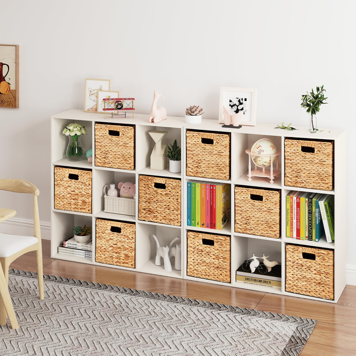 Cube Storage Organizer with Solid Wood Shelves