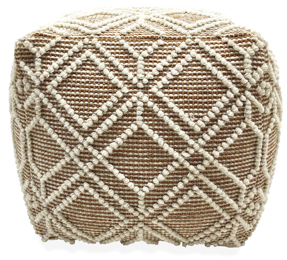 Handwoven Wool & Cotton Square Pouf Footstool