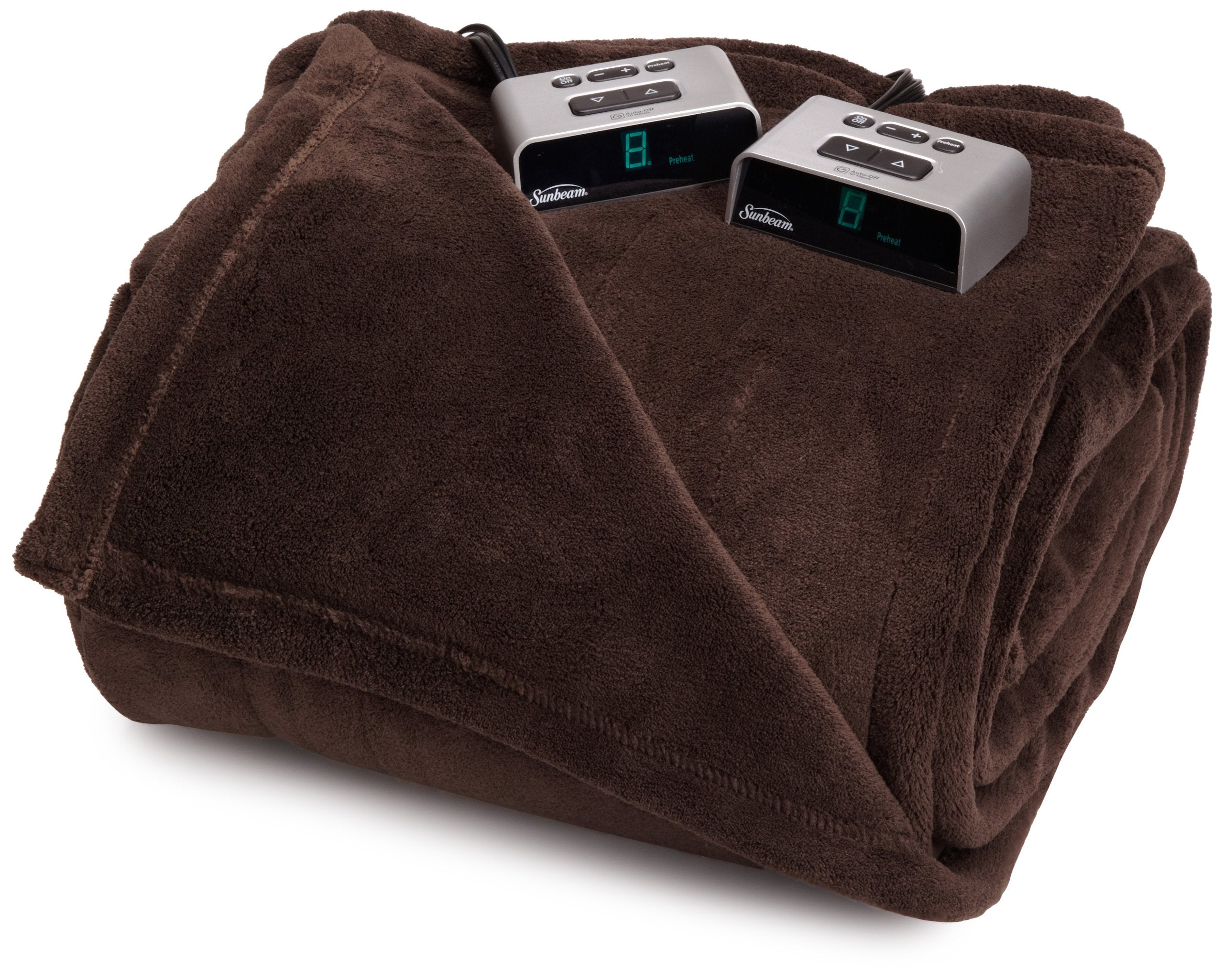 030-470 Heated Electric Microplush Blanket, King, Walnut