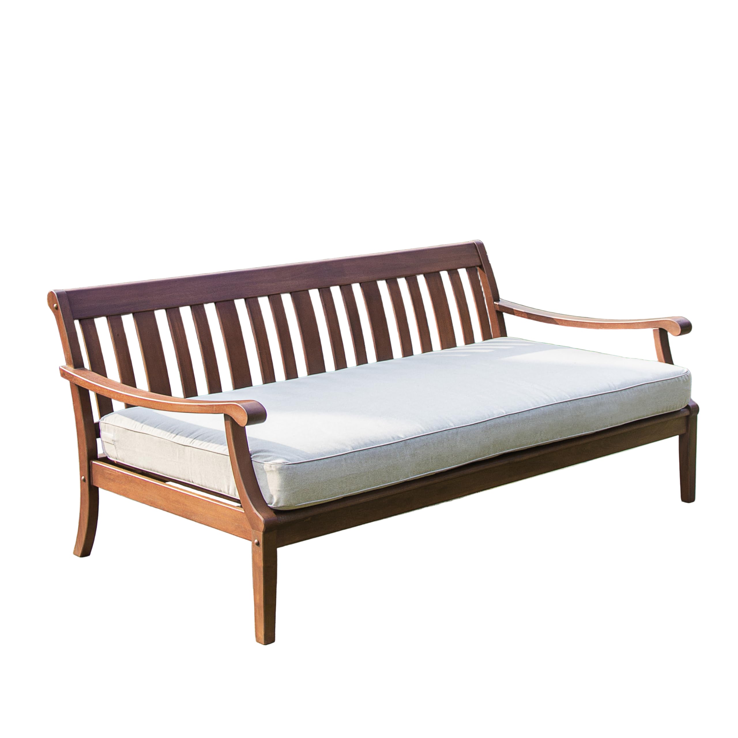 Casual Solid Wood Como Daybed, Natural Brown/Oyster