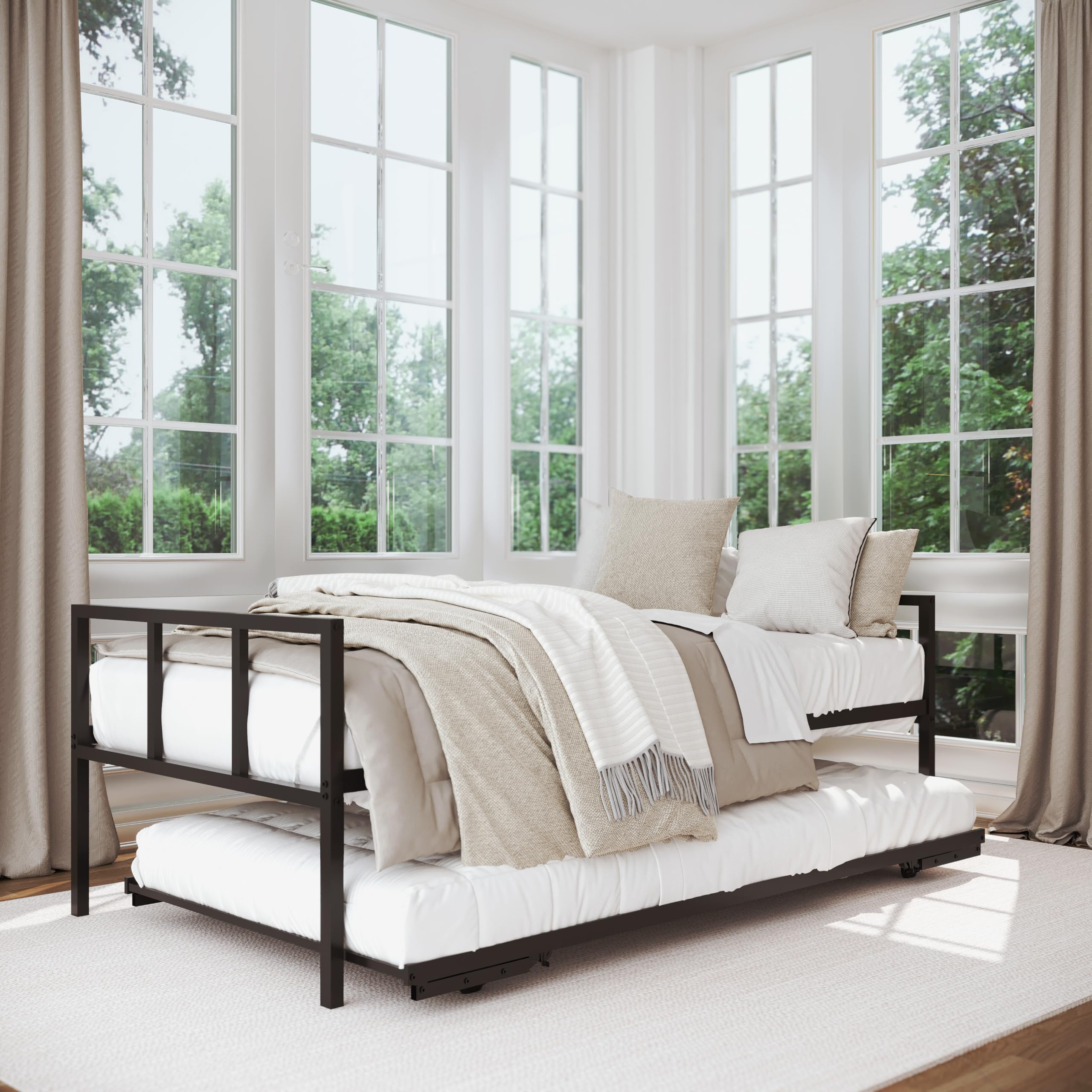 Daybed and Fold- Up Trundle Set, Daybed with Pop Up Trundle