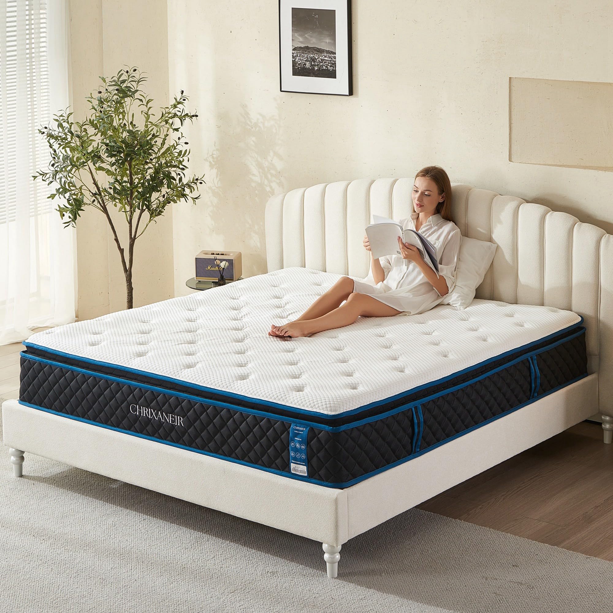 12 Inch Hybrid, Medium Firm Gel Memory Foam Mattress in a Box and Pocket Springs