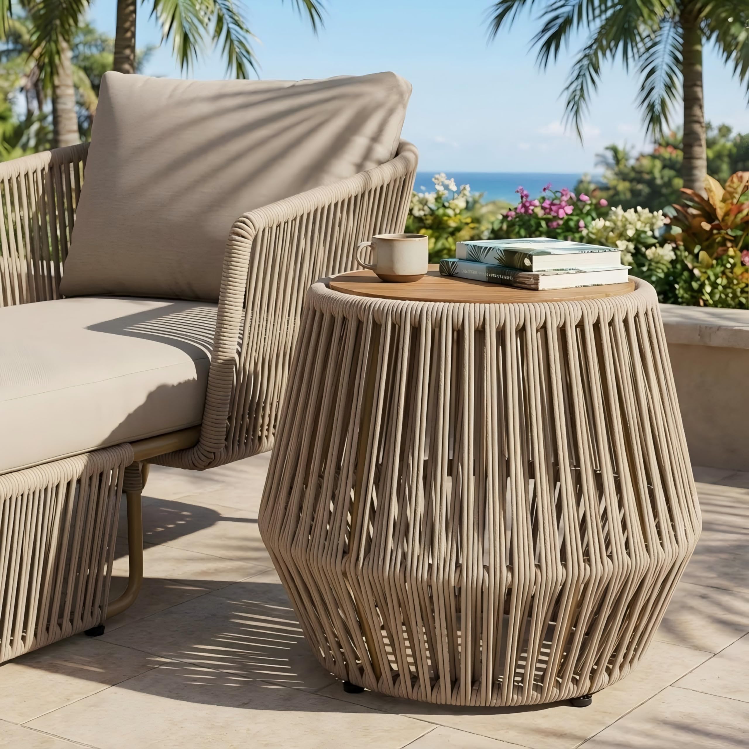 Bohemian Round Outdoor Side Table