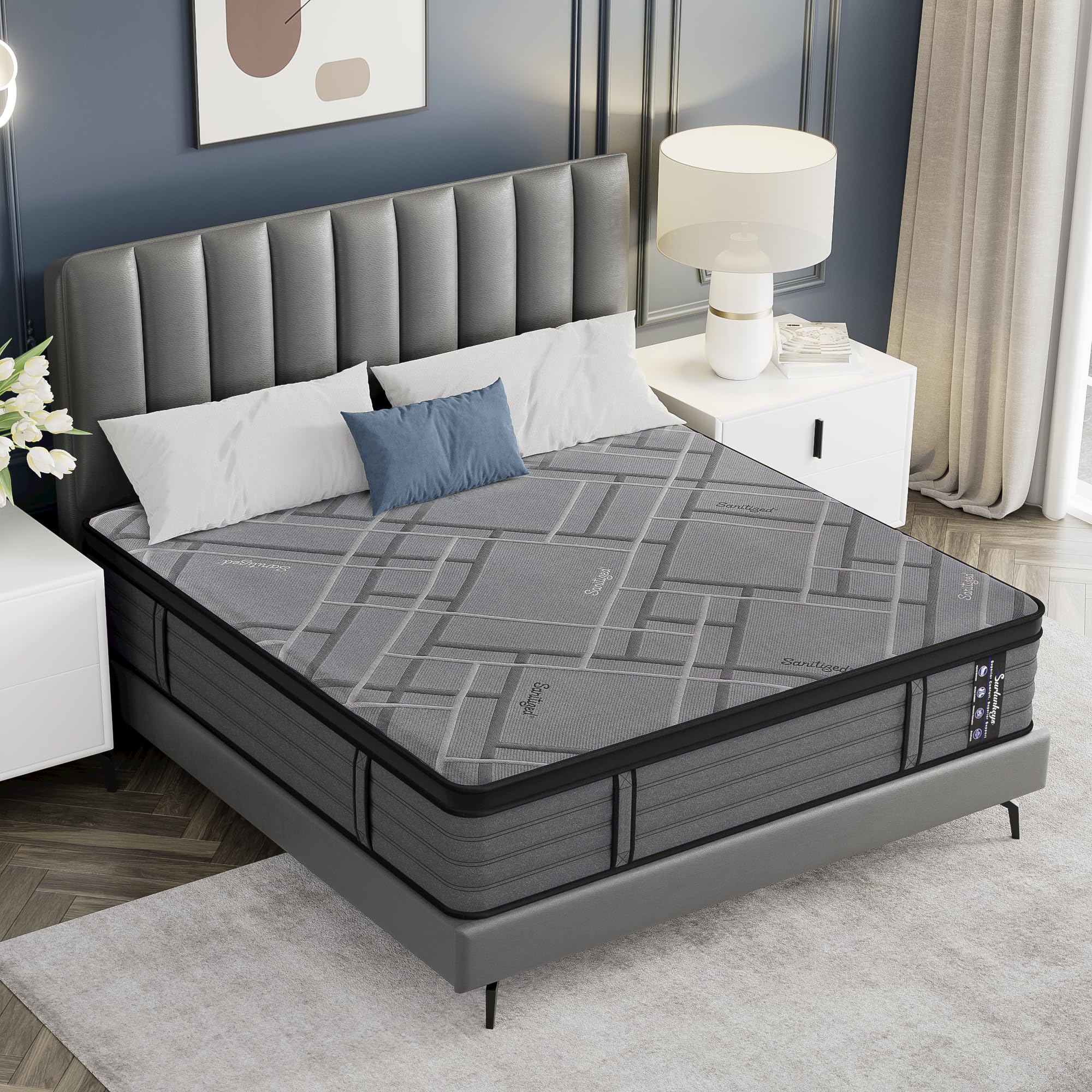 Cal King Size Mattress Hybrid 14 Inch Gel Foam with Enhanced Edge Support